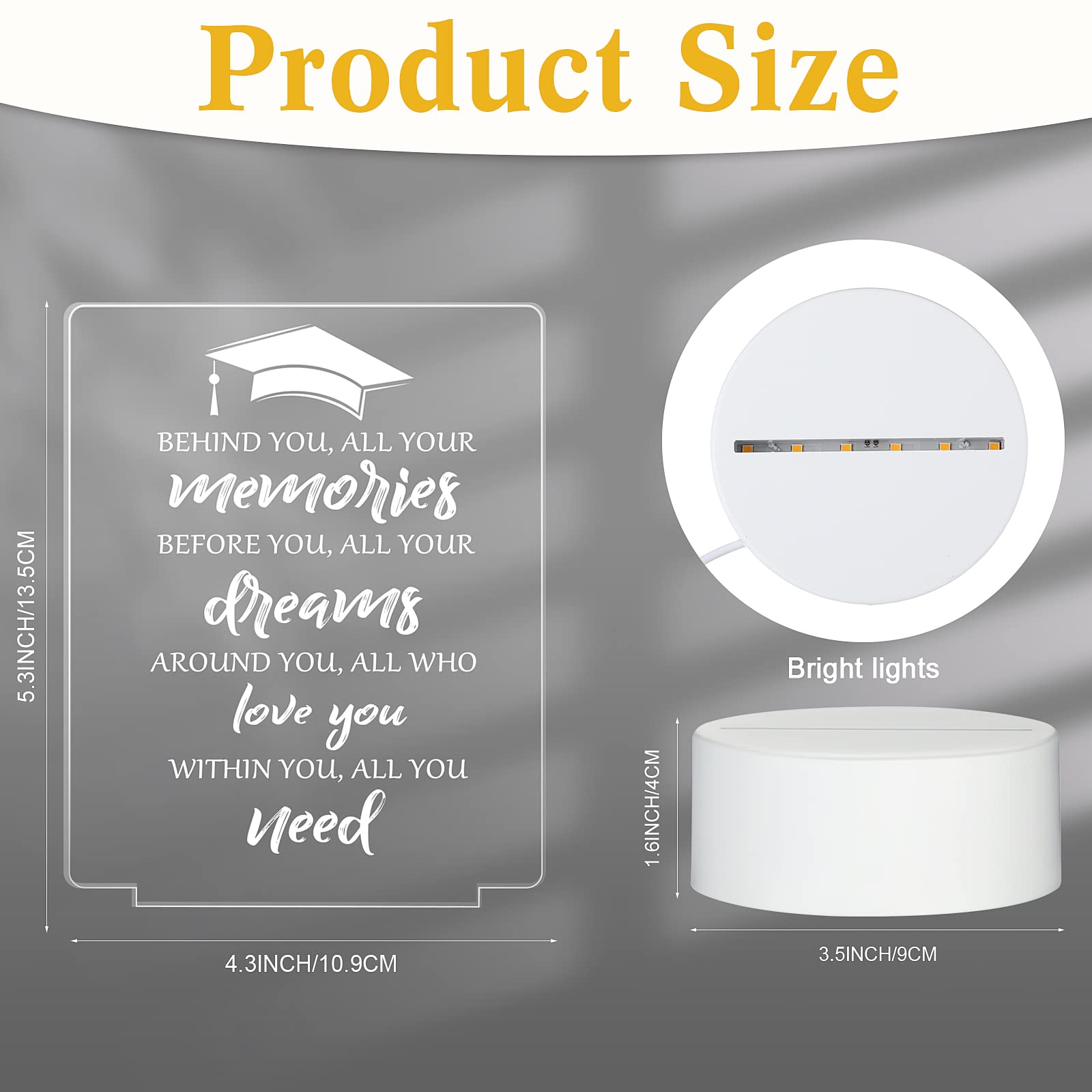 **Hortsun Graduation LED Lamp 2025 - Night Light with Graduation Cap Design - Inspirational College Graduation Gift for Students, Teachers, Classmates - Perfect for Dorm Decor, Graduation Party, and Desk Lighting**