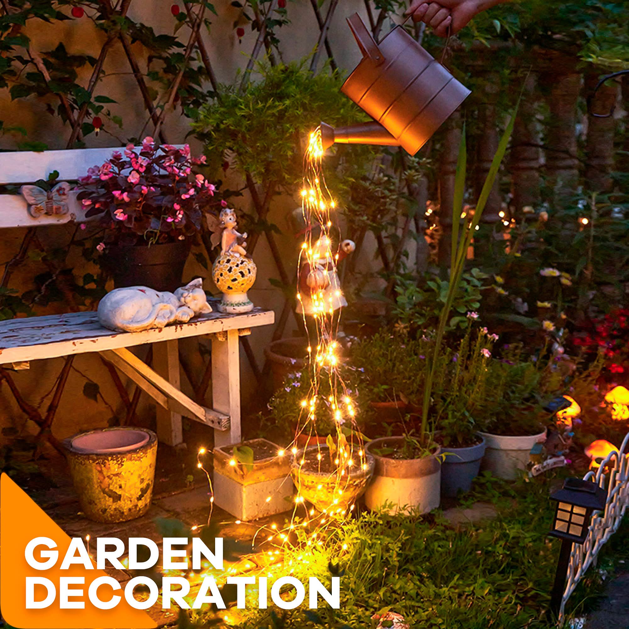 10 Strands 200 LED Firefly Bunch Lights - Waterproof Plug in String Lights for Outdoor Garden, Waterfall Vine, Watering Can - Warm White Fairy Lights for Patio, Wedding, Party Decoration