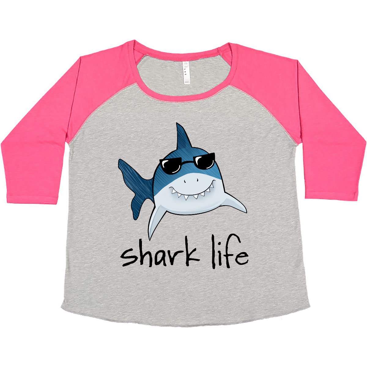 Inktastic Shark Life Fun Shark with Sunglasses Women's Plus Size T-Shirt - Comfortable Graphic Tee for Casual Wear, Beach Outings & Summer Vacation