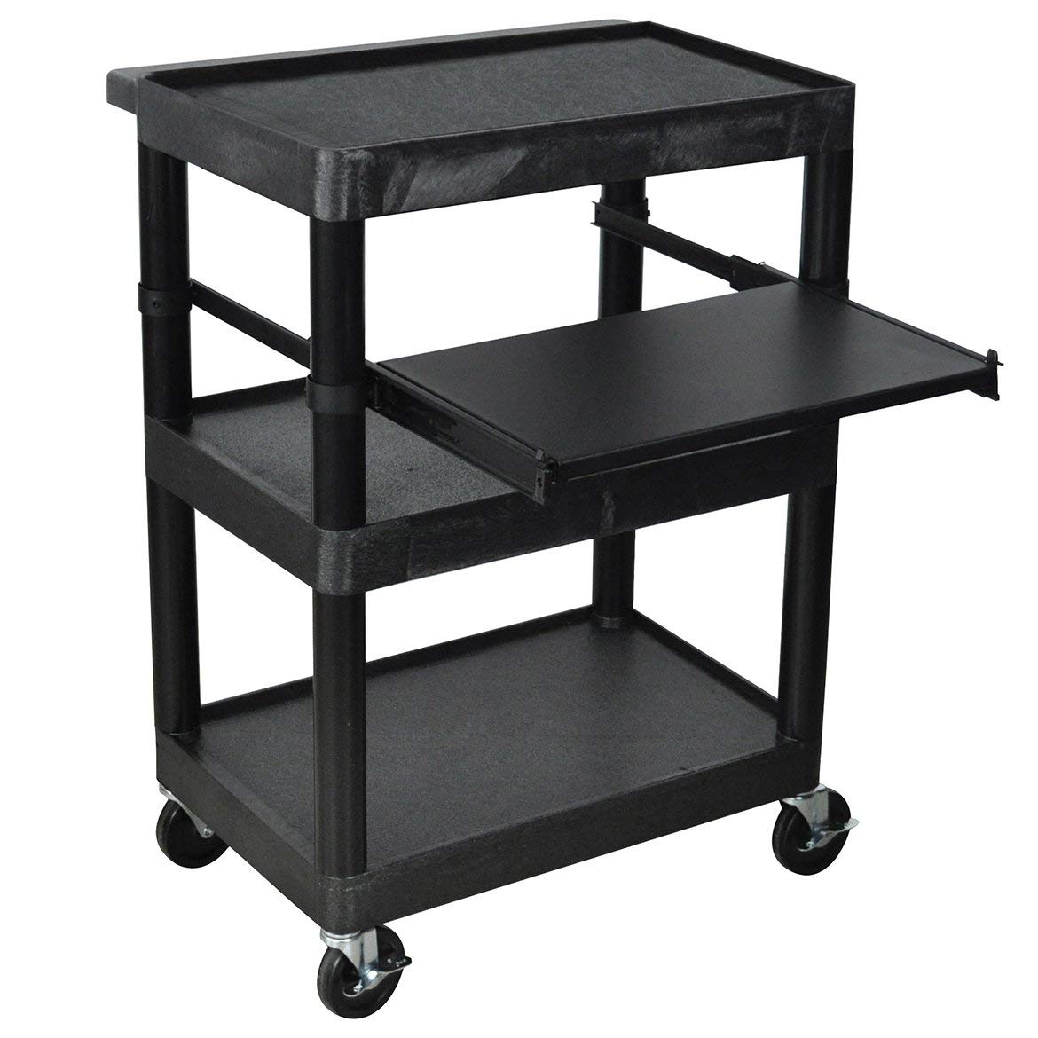 LUXOR LT34-B Adjustable Overhead Computer Workstation with Shelf - Perfect for Home Office, Gaming Setup & Small Space Organization