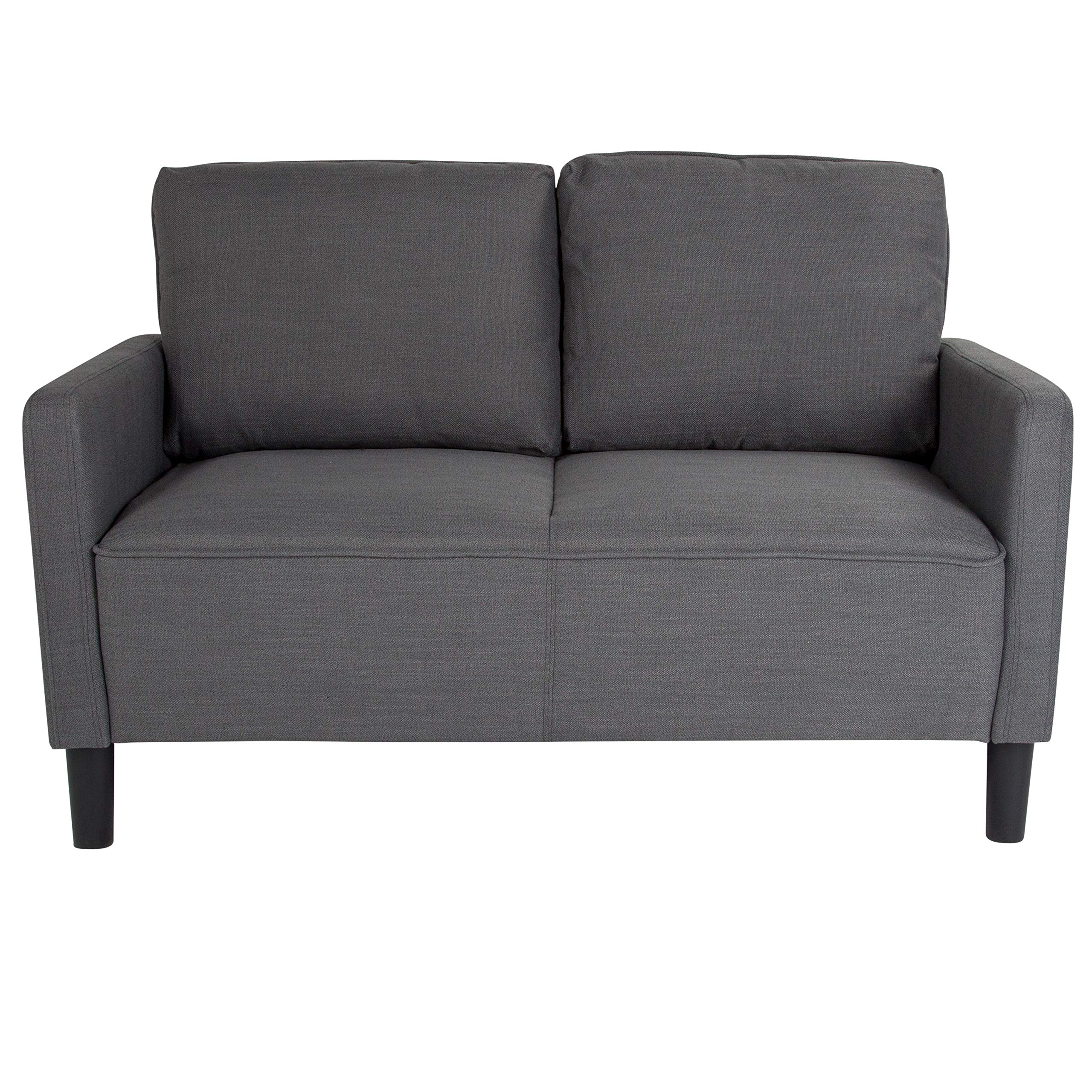 Flash Furniture Washington Park Dark Gray Upholstered Loveseat - Modern Two-Seater Sofa for Living Room, Office Lounge & Small Spaces