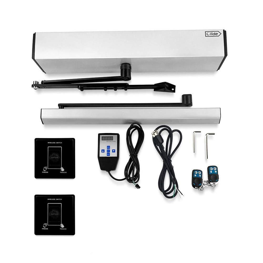 Automatic Swing Door Opener Kit with 2 Wireless Hand Sensor Switches & Receiver - Hands-Free Access for Commercial & Home Use