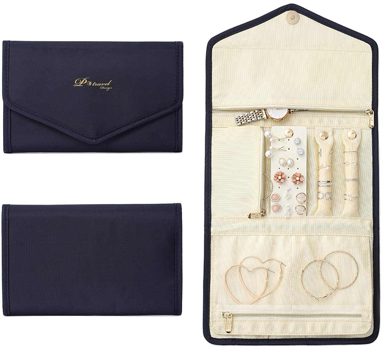 VanFn Jewelry Organizer Roll - Travel Jewelry Case for Rings, Necklaces & Earrings - Perfect for Trips & Gifts