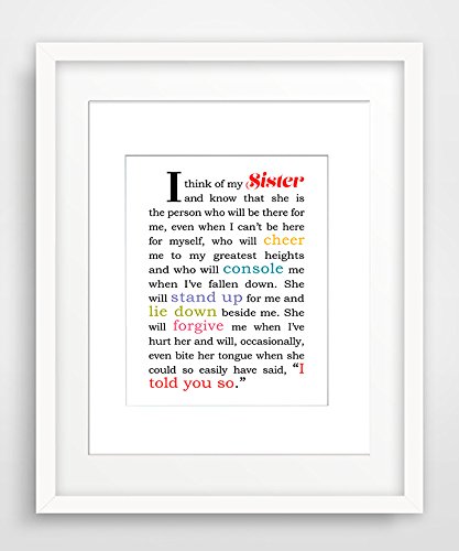 Inspirational Sister Gift - 8x10 Wall Art Print for Birthday & Home Decor