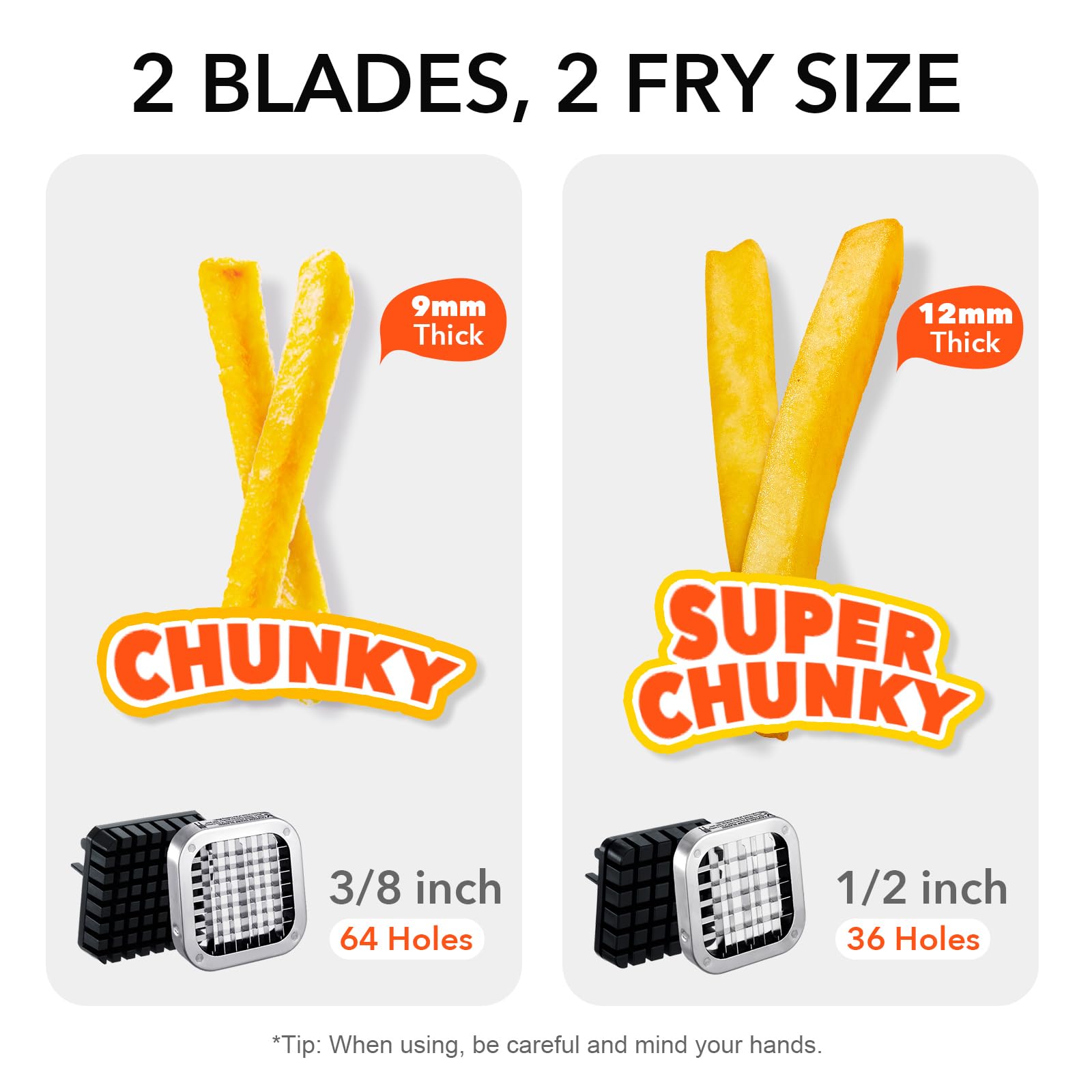 Premium Stainless Steel French Fry Cutter - Dual Blade (1/2