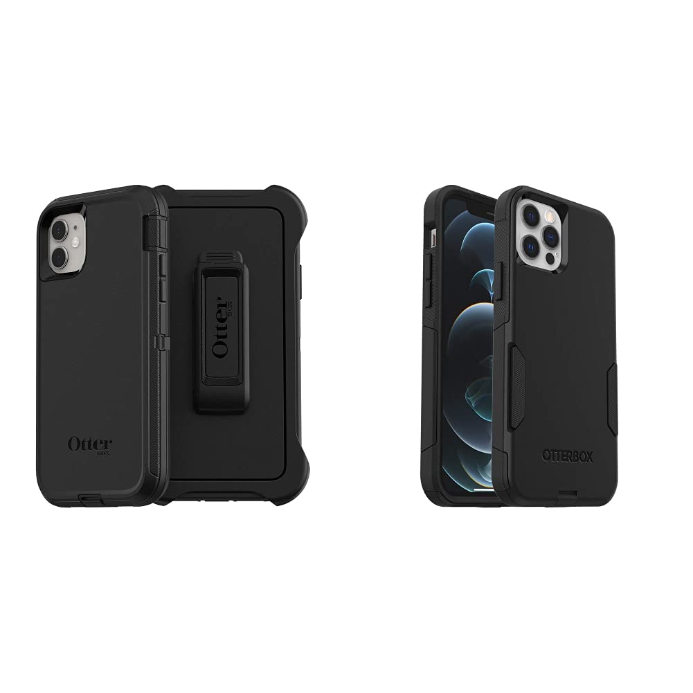 OtterBox Defender Series Screenless Edition iPhone 11 Case & Commuter Series iPhone 12/12 Pro Case - Black | Rugged Protection for Everyday Use, Work & Outdoor Activities