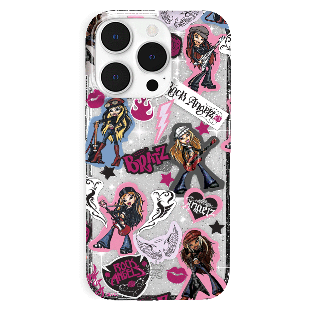 Bratz Rock Angelz Glitter iPhone Case - Trendy Sparkle Phone Cover for iPhone 13/14/15 Pro Max - Perfect for Concerts, Parties & Fashion Lovers
