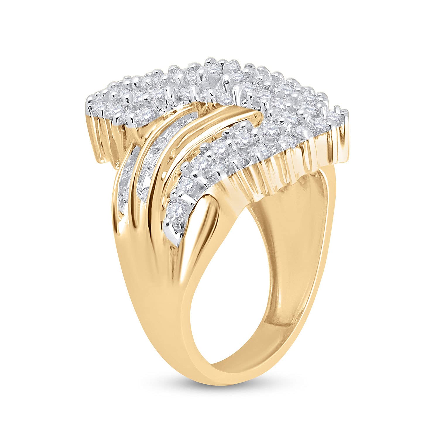 10K Yellow Gold Women's Round Diamond Cluster Ring - 2 CTTW, Elegant & Timeless Jewelry for Engagement, Anniversary, or Special Occasion Gift