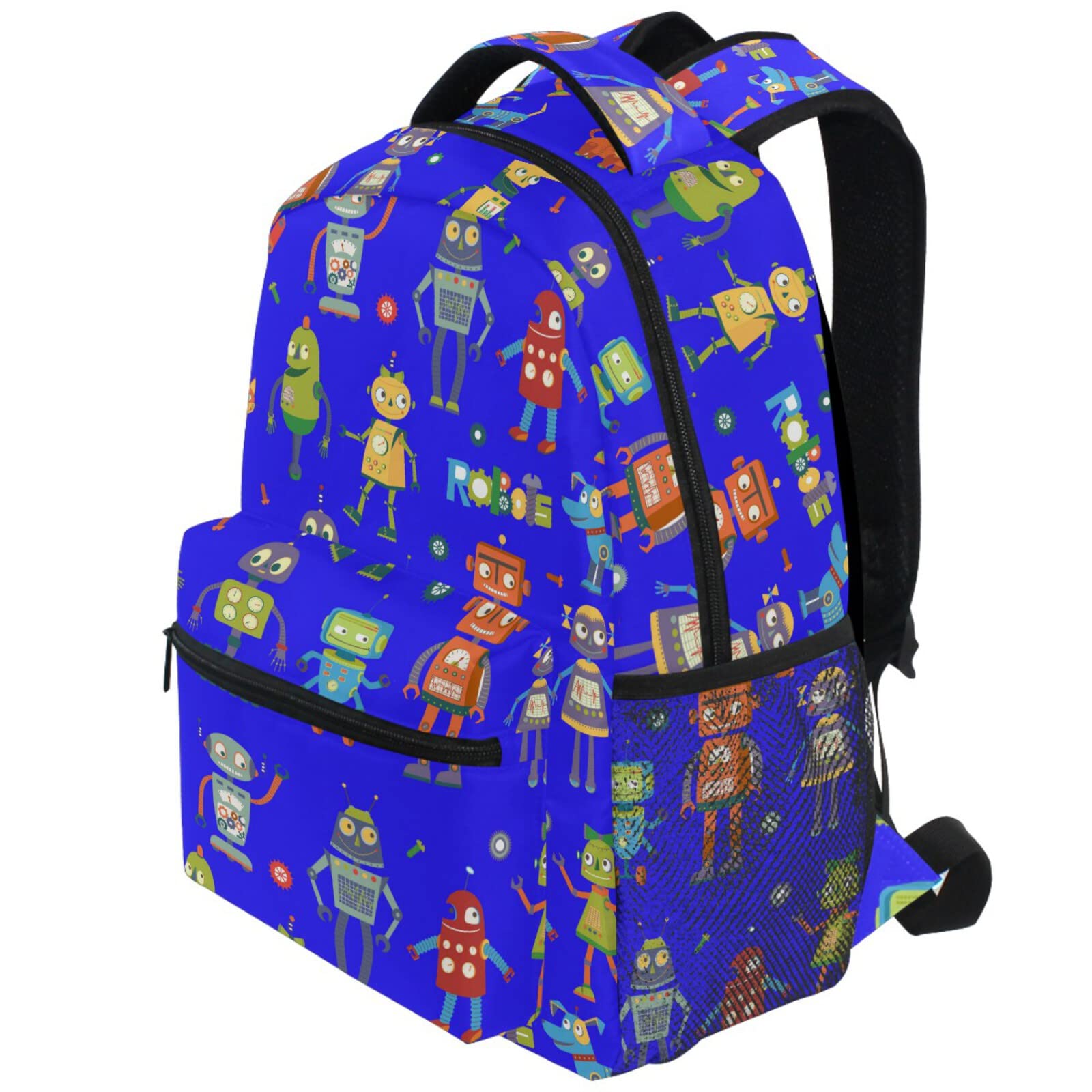 ZZKKO Cartoon Robot Backpack for Boys & Girls - Durable School Book Bag, Travel Daypack for Hiking, Camping, Work & Laptop - Deep Blue | Perfect for Students, Commuters & Outdoor Adventures