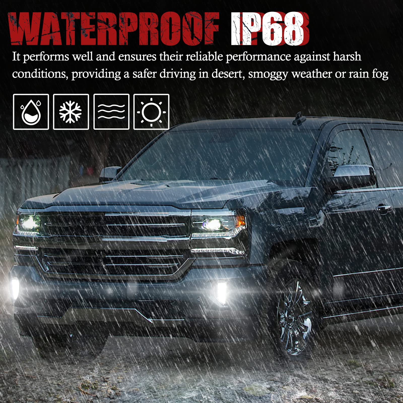 BUNKER INDUSTRY LED Fog Lights Kit for 2016-2018 Chevy Silverado 1500 - OEM Replacement Bumper Driving Lights with Chrome Housing - Perfect for Off-Roading & Night Driving