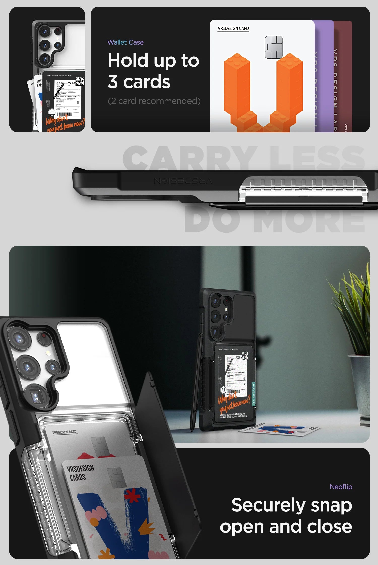 Samsung Galaxy S23 Ultra Case with Neo Flip Cover - Travel Passport Holder for Wallet & Card Storage - Perfect for Business Trips & Daily Commute