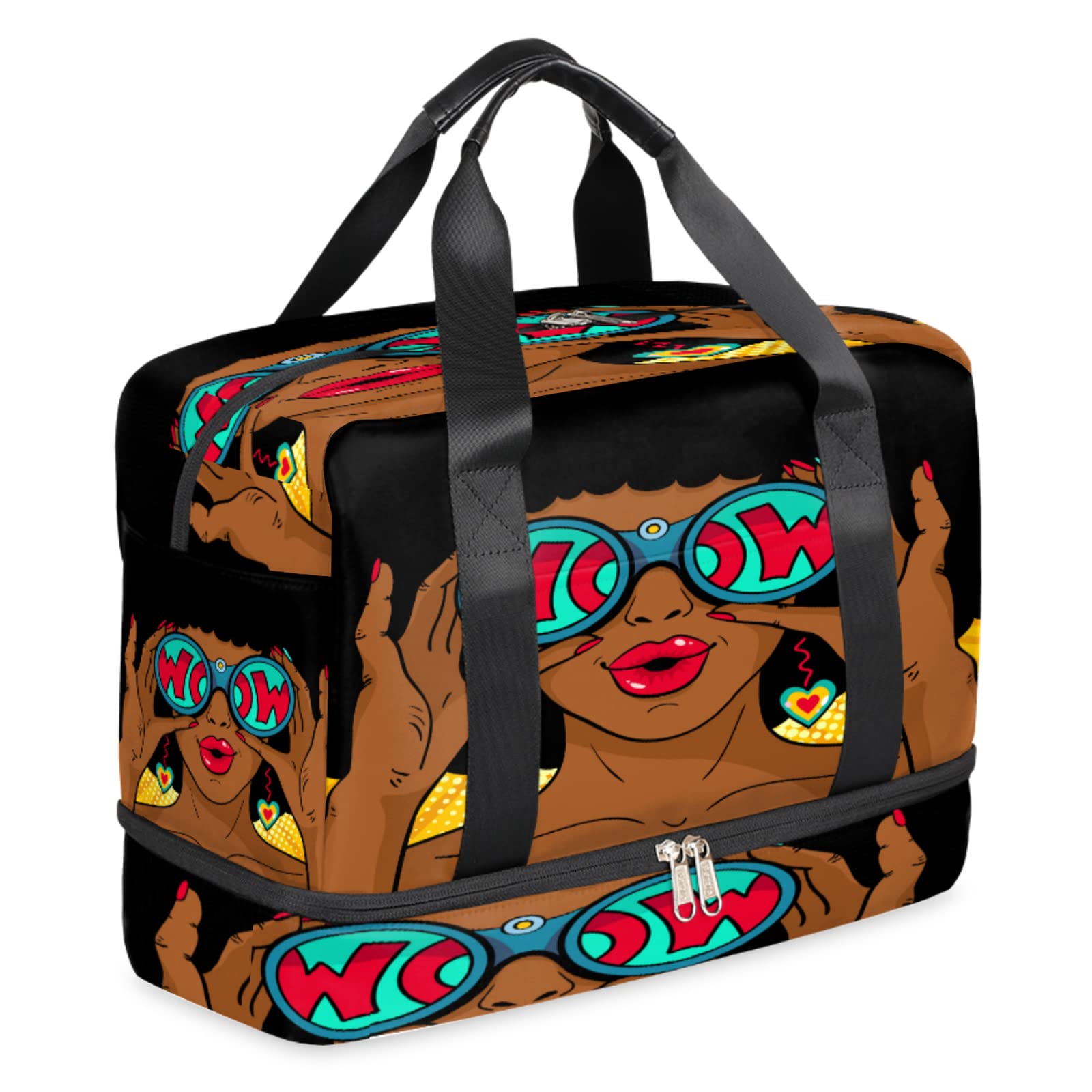 African Print Travel Duffel Bag for Men & Women - Sport Gym Tote with Shoe Compartment - Yoga Workout Training Carry On Bag - Perfect for Overnight Trips, Weekend Getaways & Fitness Activities