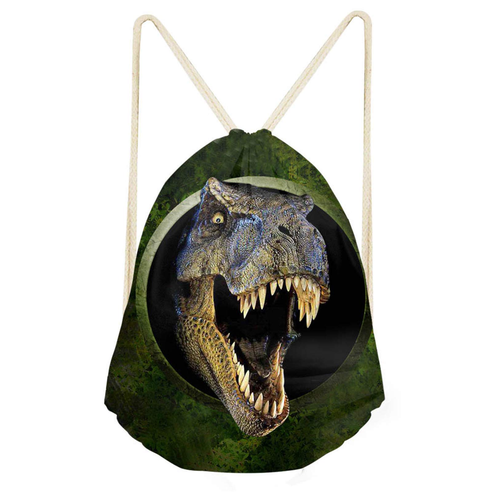 Jeiento Dinosaur T-Rex Drawstring Backpack for Kids - Lightweight Sports Bag for Boys, Hiking, Swimming, Gym & School - Perfect for Outdoor Activities and Daily Use