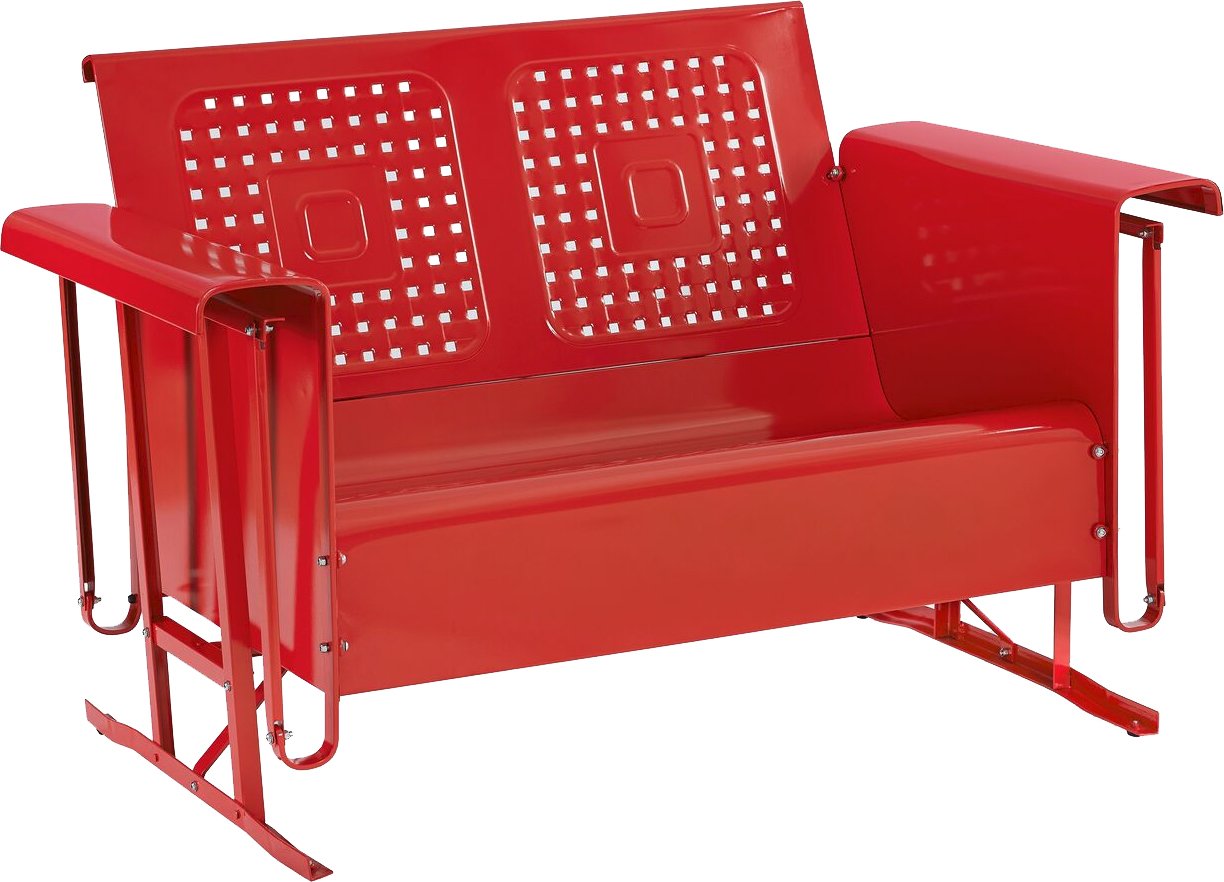 Crosley Furniture Bates Loveseat Glider - Red Upholstered Rocking Chair for Nursery, Living Room & Patio - Comfortable Gliding Motion for Relaxation