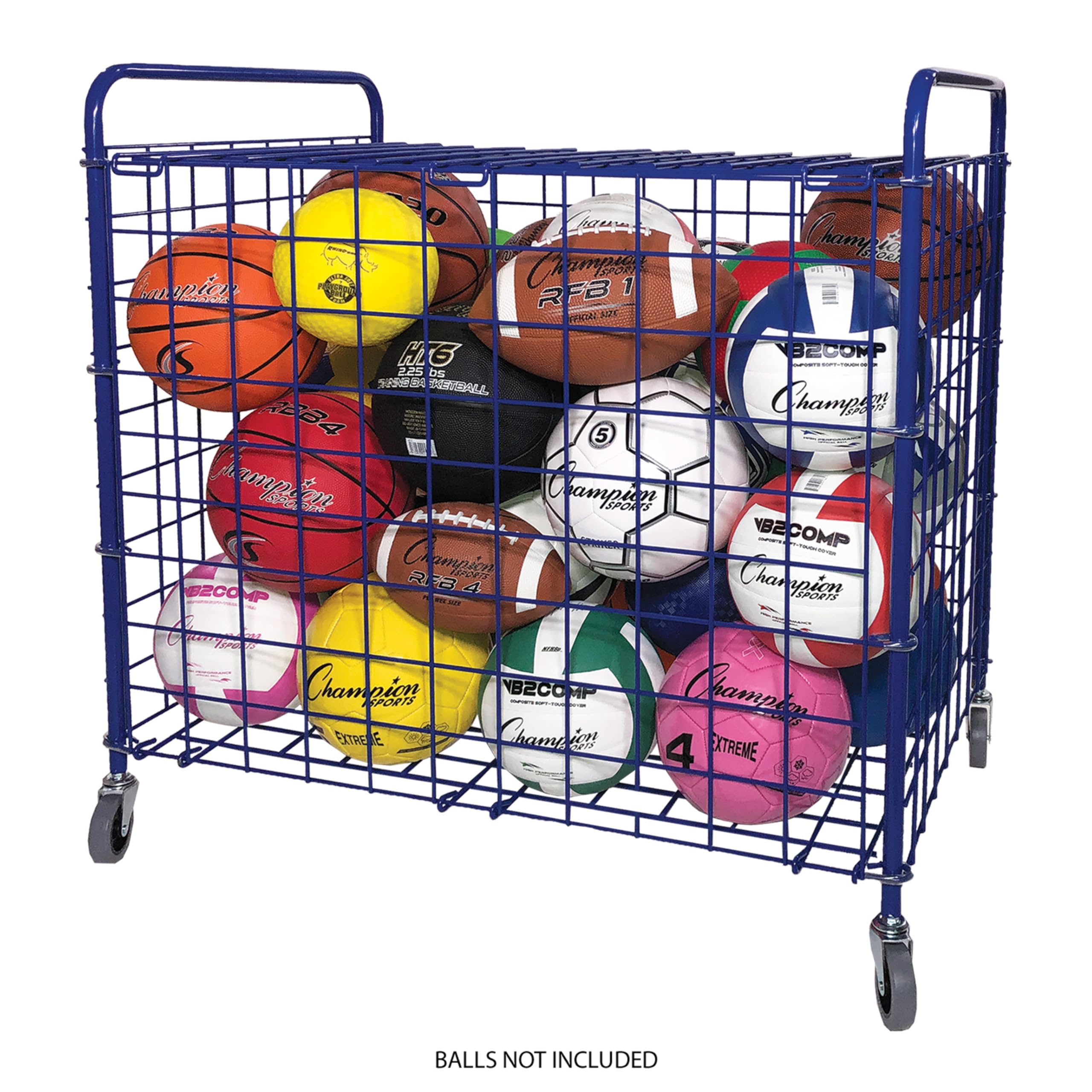 Champion Sports Ball Cart with Wheels - Heavy Duty Rolling Ball Holder for Basketball, Soccer, Volleyball - Perfect for Gym Storage, Sports Equipment Organization & Team Practice