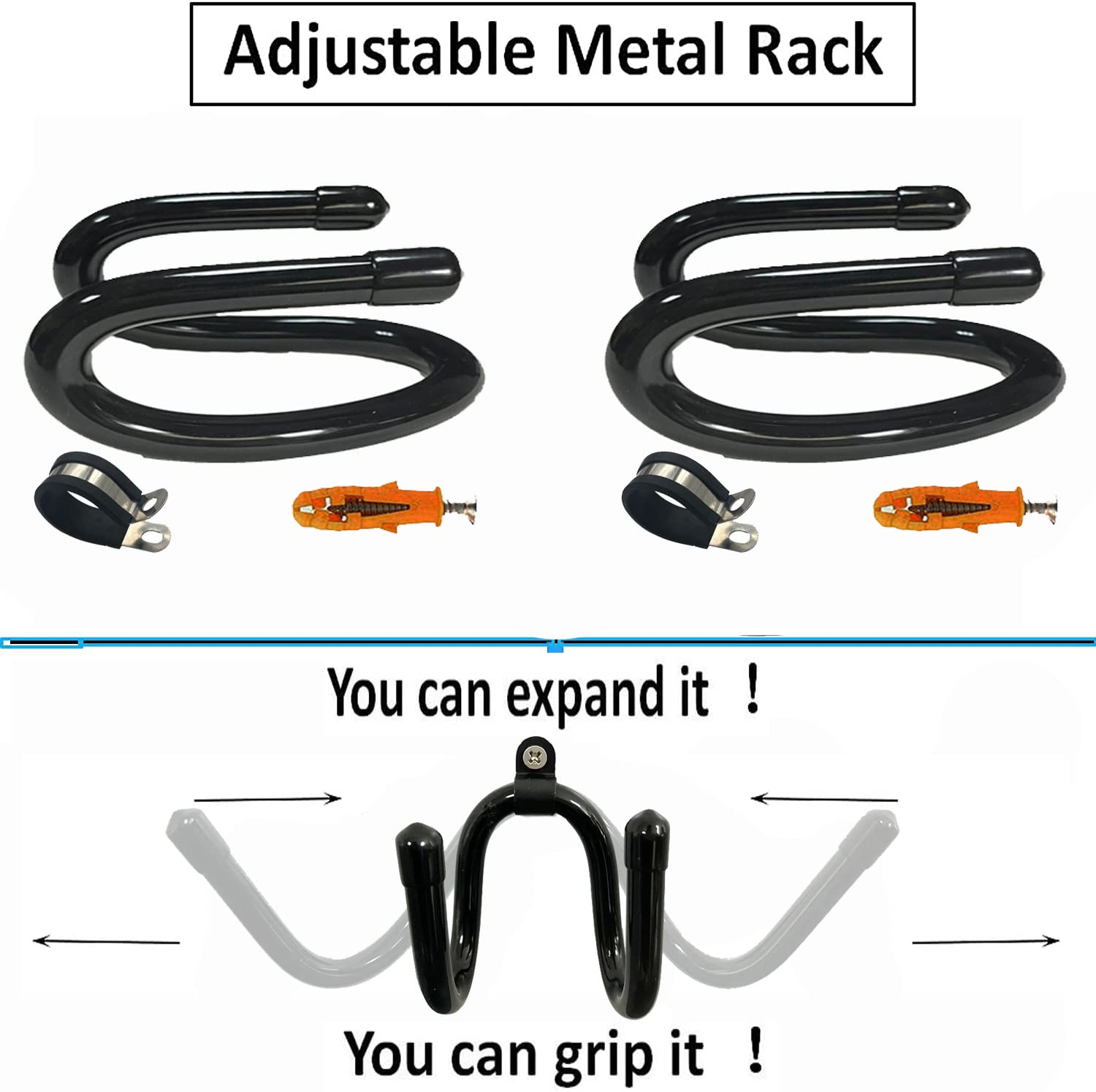 2 Pack Heavy Duty Bar Clamp Wall Hanger - Adjustable Wall Mount Storage Rack for Bar Clamps of All Sizes - Bendable Design Holds Various Tools - Perfect for Garage, Workshop & Tool Organization (No Bar Clamp Included)