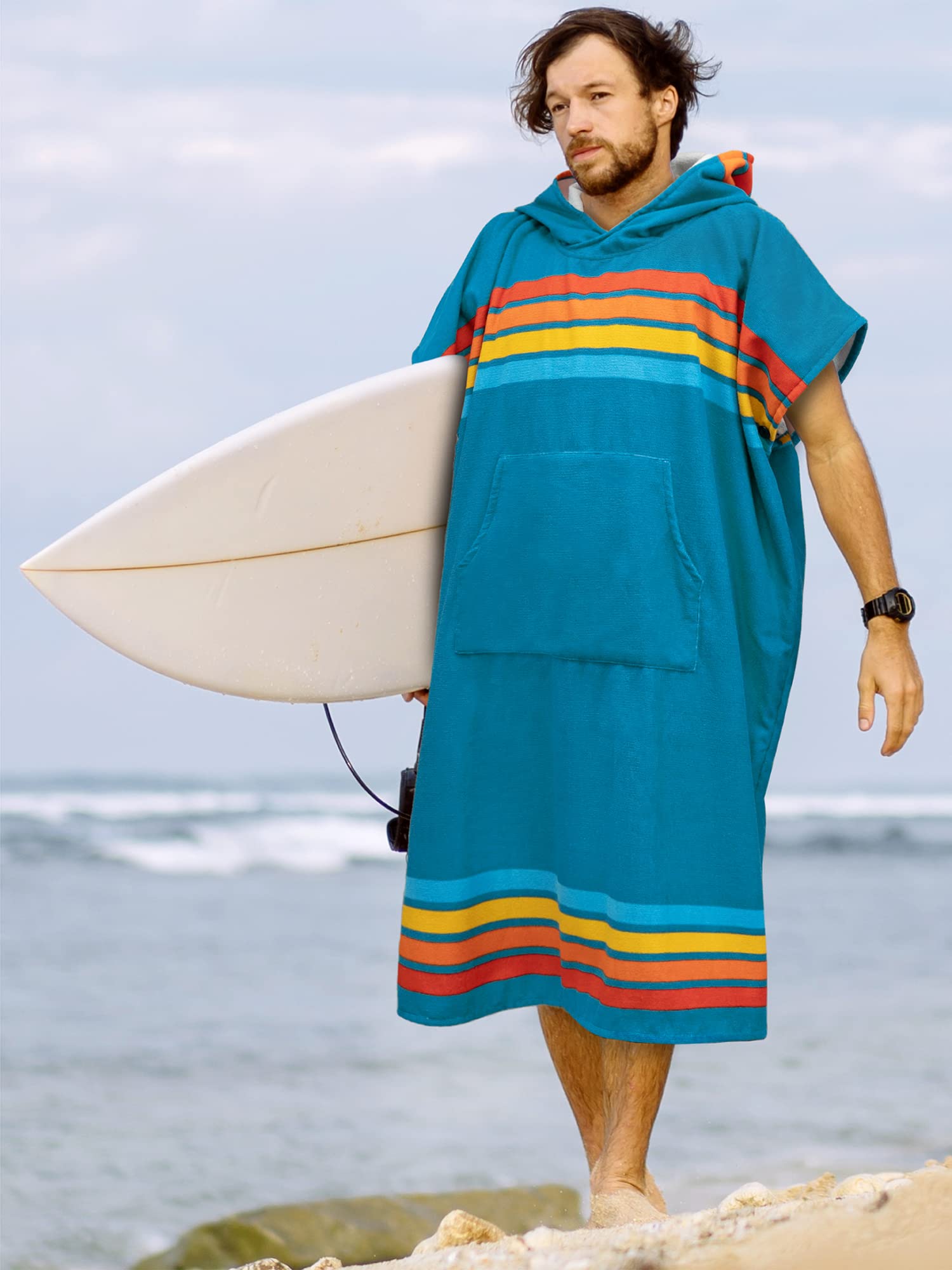 **SUN CUBE Surf Poncho Changing Robe with Hood - Quick Dry Microfiber Wetsuit Towel with Pocket for Men & Women | Perfect for Beach, Surfing, Swimming & Outdoor Activities**