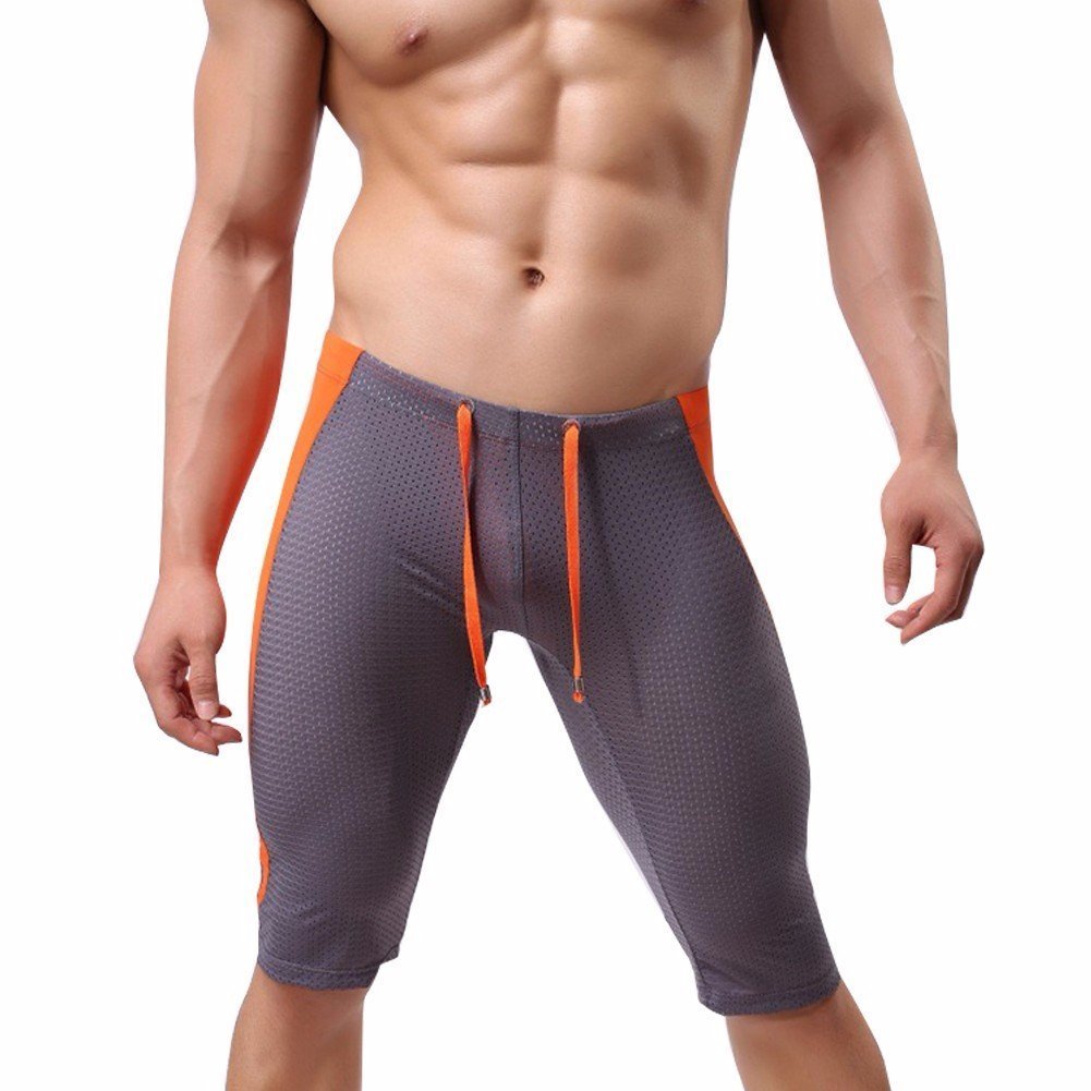 FEESHOW Men's Workout Shorts - Gym Running Fitness Compression Tights for Training & Sports | Moisture-Wicking Quick-Dry Activewear for Jogging, Cycling & Gym Sessions