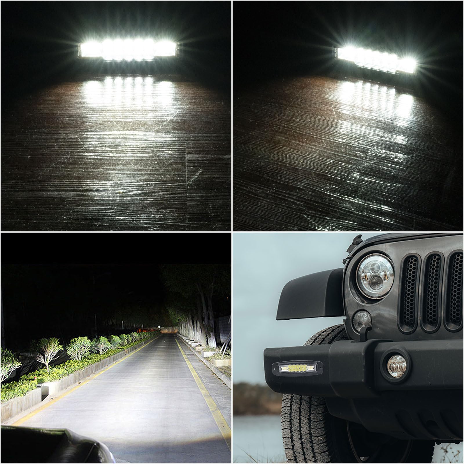 Yvoone-Auto 2Pcs 7 Inch 96W Flush Mount LED Pods - Spot Flood Combo Driving Lights for Jeep, Truck, SUV, ATV, UTV | Waterproof Work Light Bar & Fog Lights | Perfect for Off-Roading, Camping & Night Driving