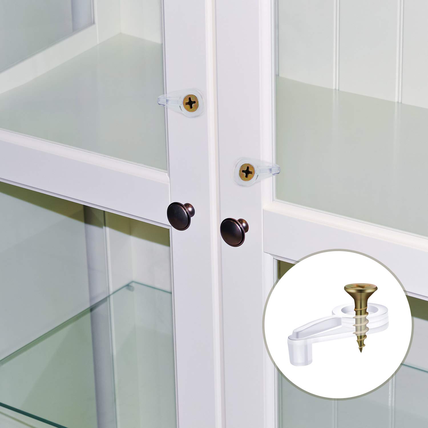 Blulu 50 Pack 4mm Clear Glass Retainer Clips Kit with Screws - Cabinet Door Hardware for Frameless Glass Doors, Shower Enclosures & Display Cases (Transparent with Rainbow Finish) - DIY Home Improvement & Furniture Repair