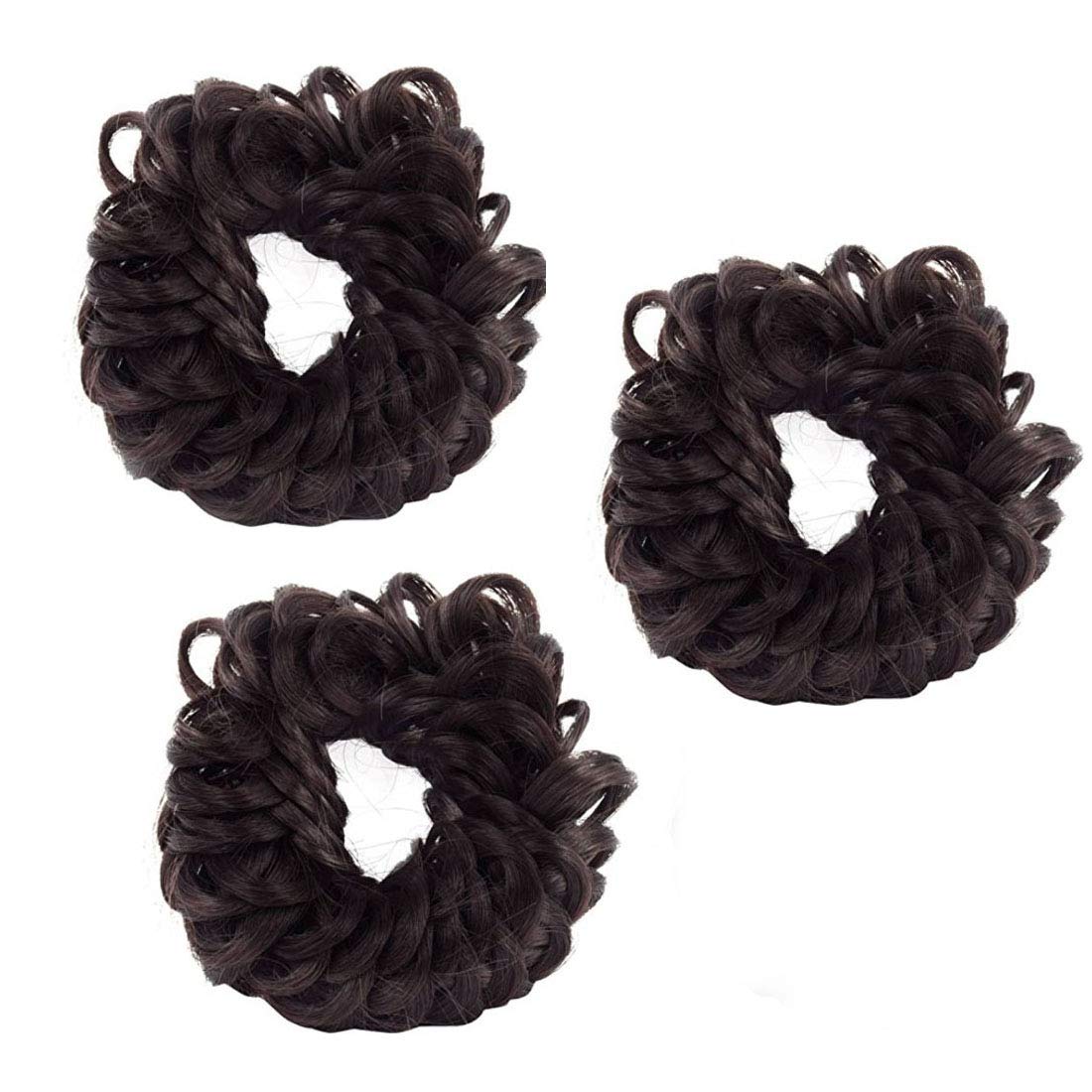 GuruEmbellish Set of 3 Brown Juda Hair Bands for Women & Girls - Stretchy Bun Maker Headbands for Ponytails, Braids & Updos - Perfect Hair Accessories for Work, Yoga & Everyday Style