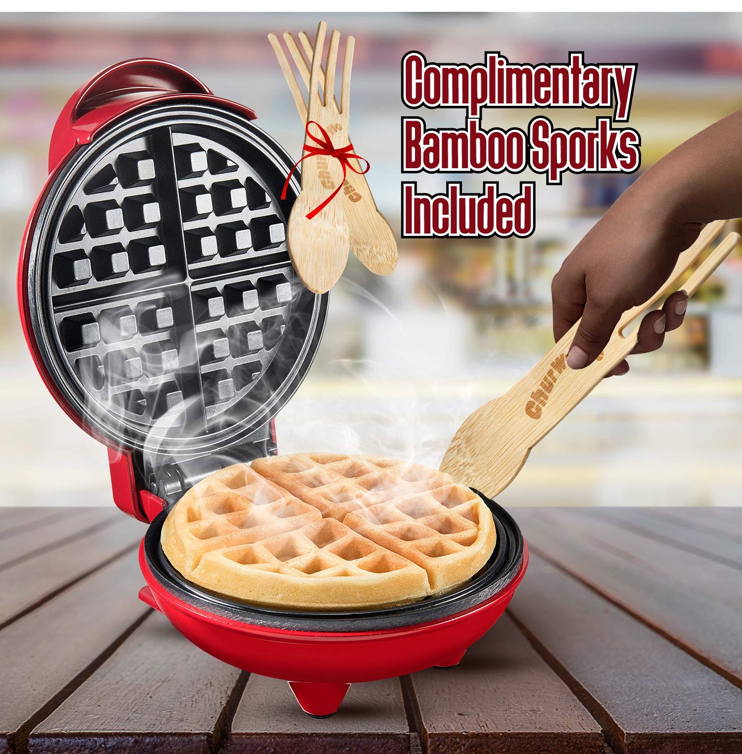 Burgess Brothers Mini Churwaffle Maker - 4-Inch Waffle Maker for Chaffles, Keto Waffles & Churro Waffles - Perfect for Housewarming, Graduation Gifts & Small Kitchen - Ideal for Breakfast, Desserts & Keto Diet Snacks