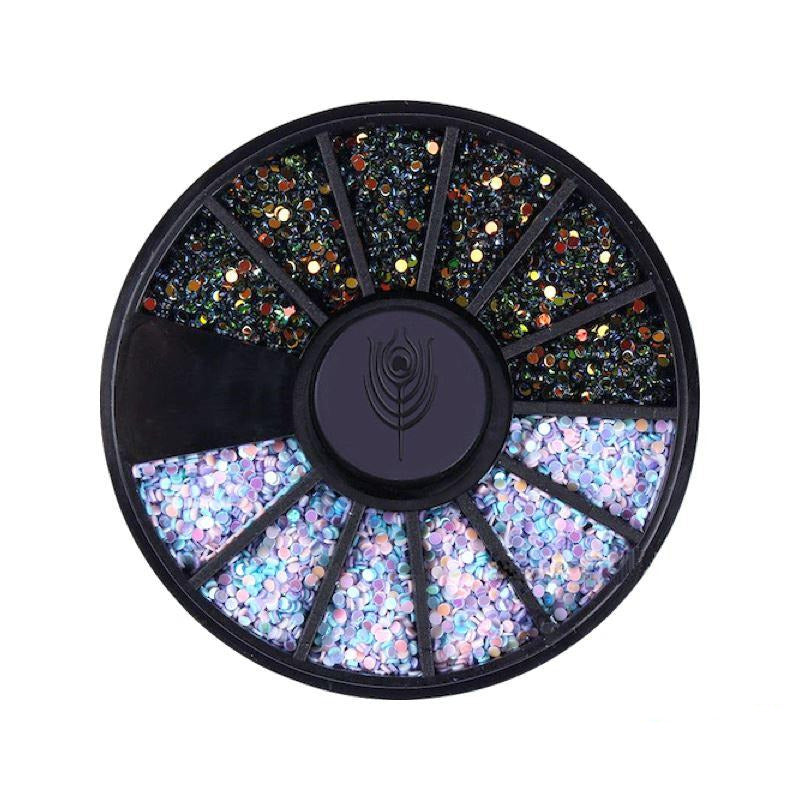 Round Dot Confetti Nail Art Decoration Wheel - Perfect for DIY Manicures, Nail Salons & Party Nail Designs