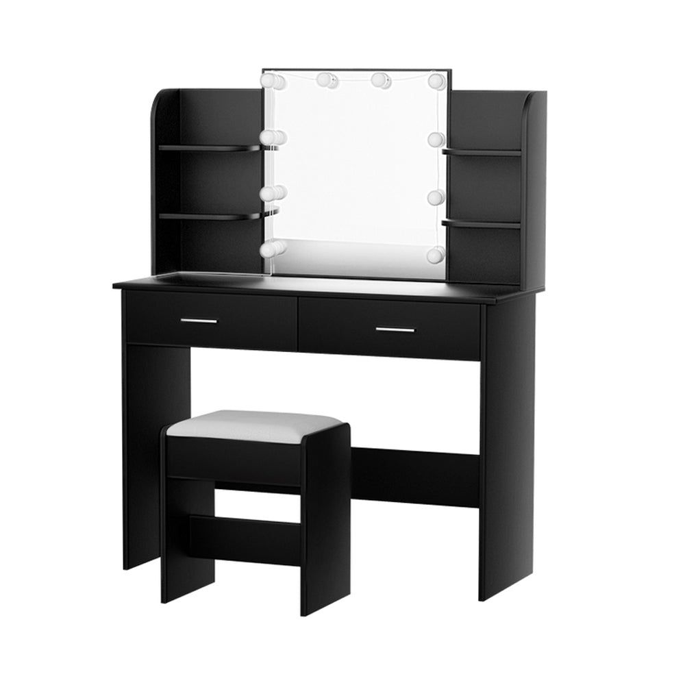 Artiss Dressing Table Set with Stool and 10 LED Bulbs - Black Dulcea Vanity Desk for Makeup & Beauty Room Decor