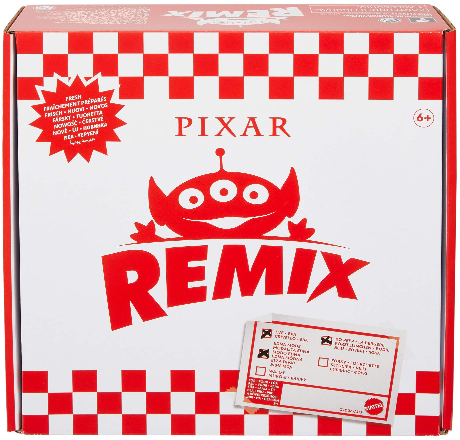 Mattel Pixar Alien Remix 3-Pack Toy Figures - Bo Peep, Edna Mode & EVE Mashup Collectibles in Pizza Box | Disney Toy Story Movie Toys for Kids & Collectors Ages 6+ | Perfect for Playtime, Display & Gift-Giving