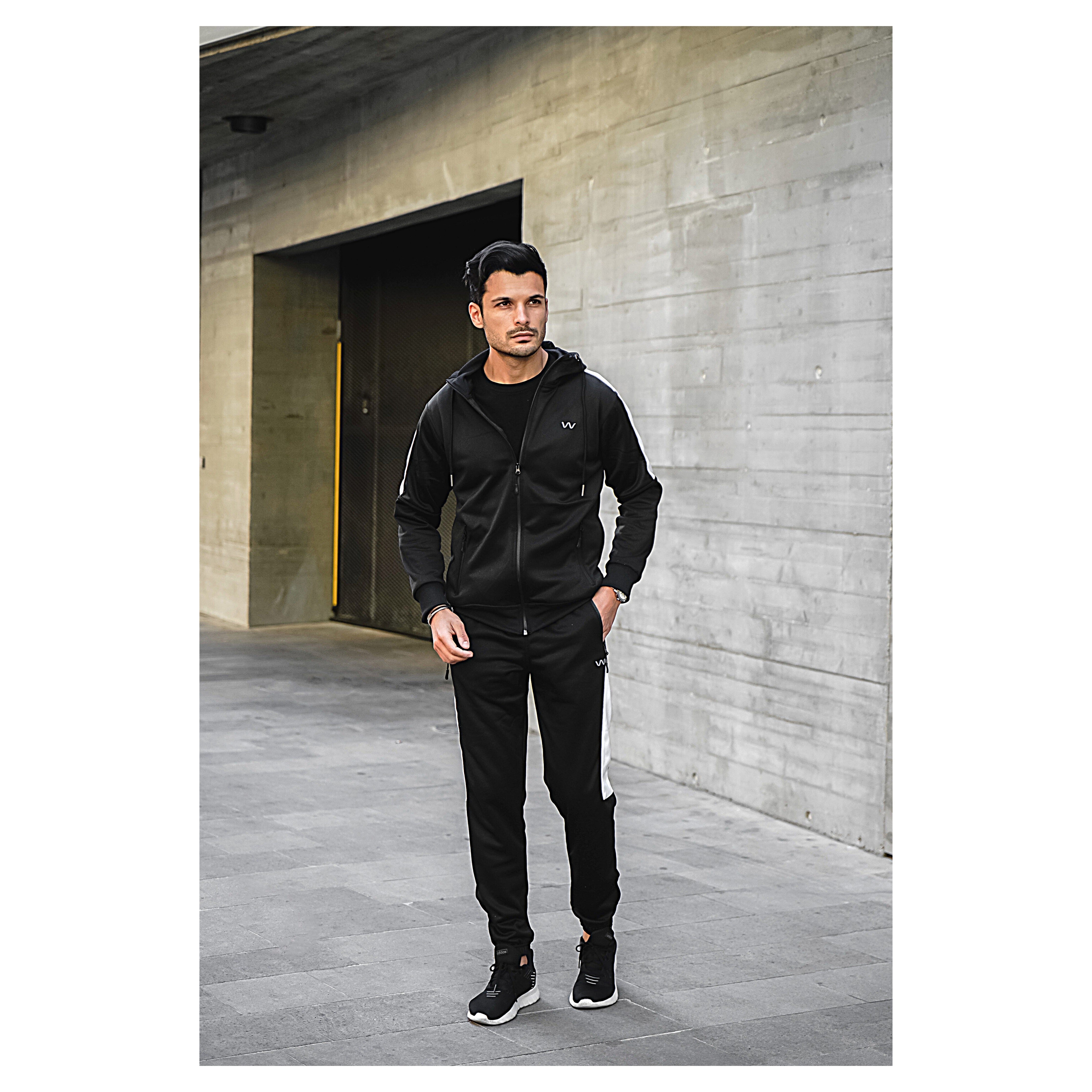Men's Black 2-Piece Tracksuit Set - East London Style for Casual Wear & Gym Workouts
