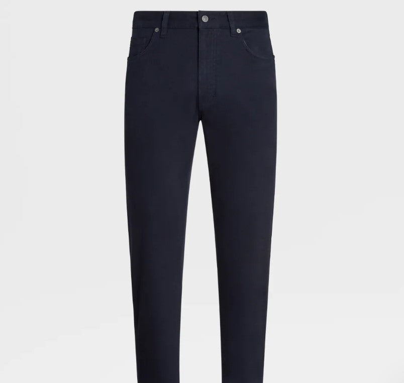 ZEGNA Men's Stretch Gabardine 5-Pocket Pants - Comfortable Slim Fit Dress Pants for Business Casual & Office Wear