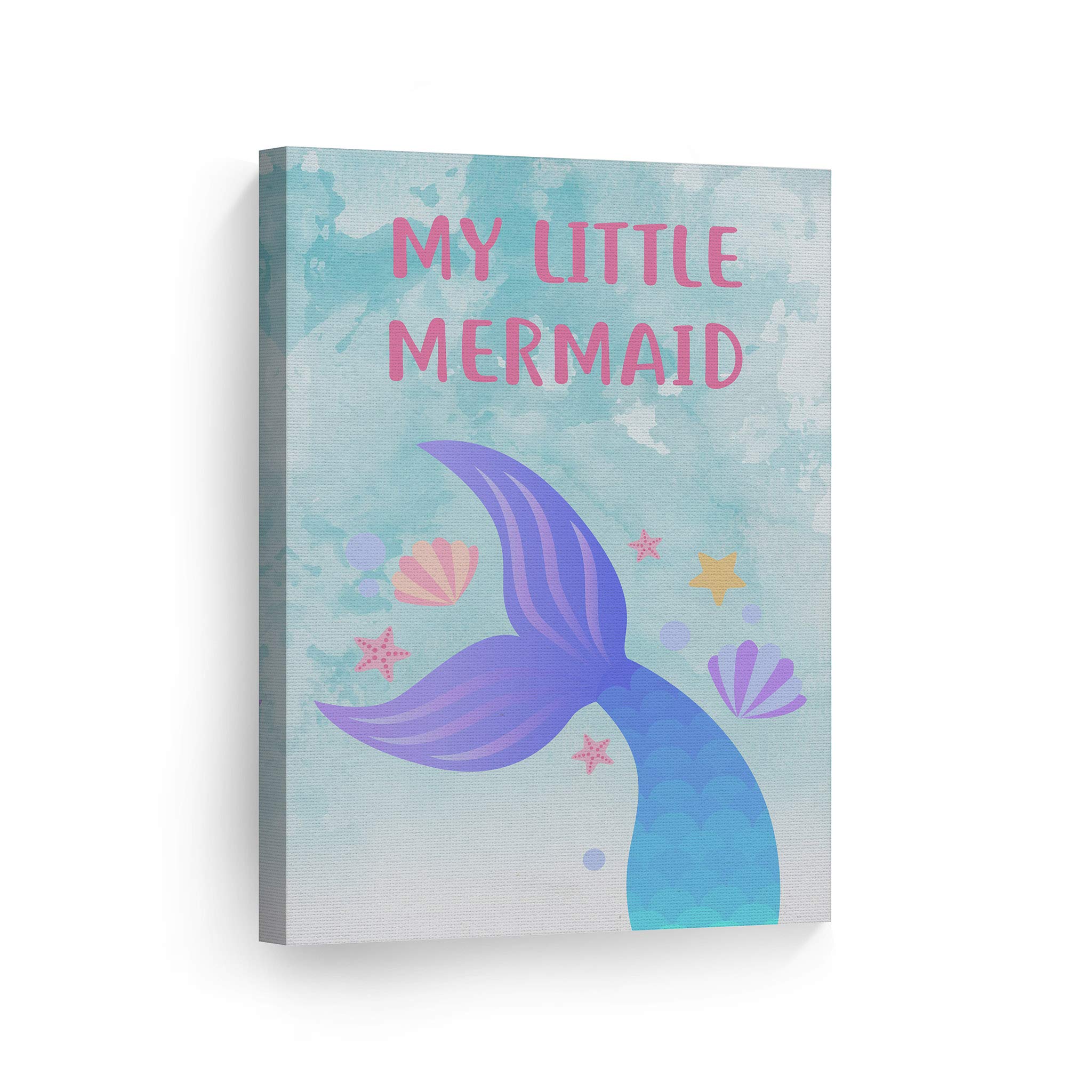 My Little Mermaid Quote Wall Art - Watercolor Canvas Print for Kids Room, Nursery & Baby Room Decor - Ready to Hang 40x30 Inch - Made in USA | Perfect for Disney Themed Bedrooms, Birthday Gifts & Nursery Wall Decorations