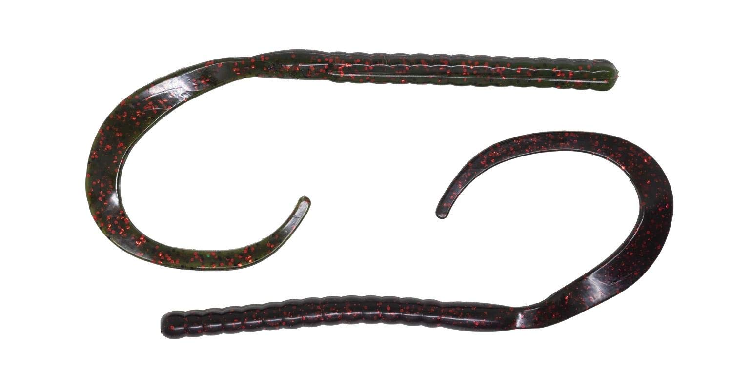 11 Inch Blitz Worm Fishing Lure - Black Red & Watermelon Red Laminate for Bass, Trout & Freshwater Fishing | High Performance Soft Plastic Bait for Casting & Trolling