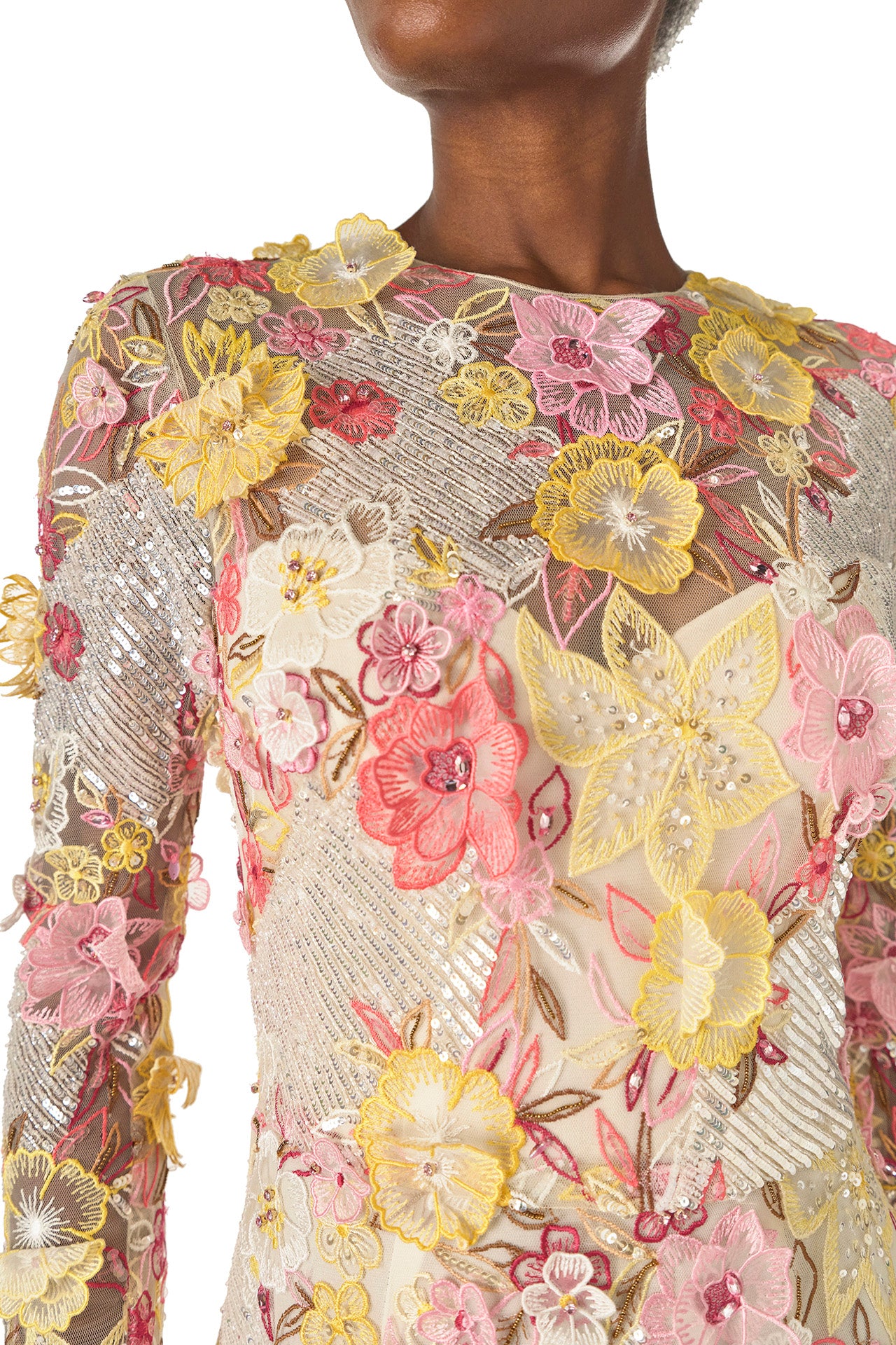 Elegant Embroidered Floral Lace Gown for Women - Perfect for Weddings, Parties & Special Occasions