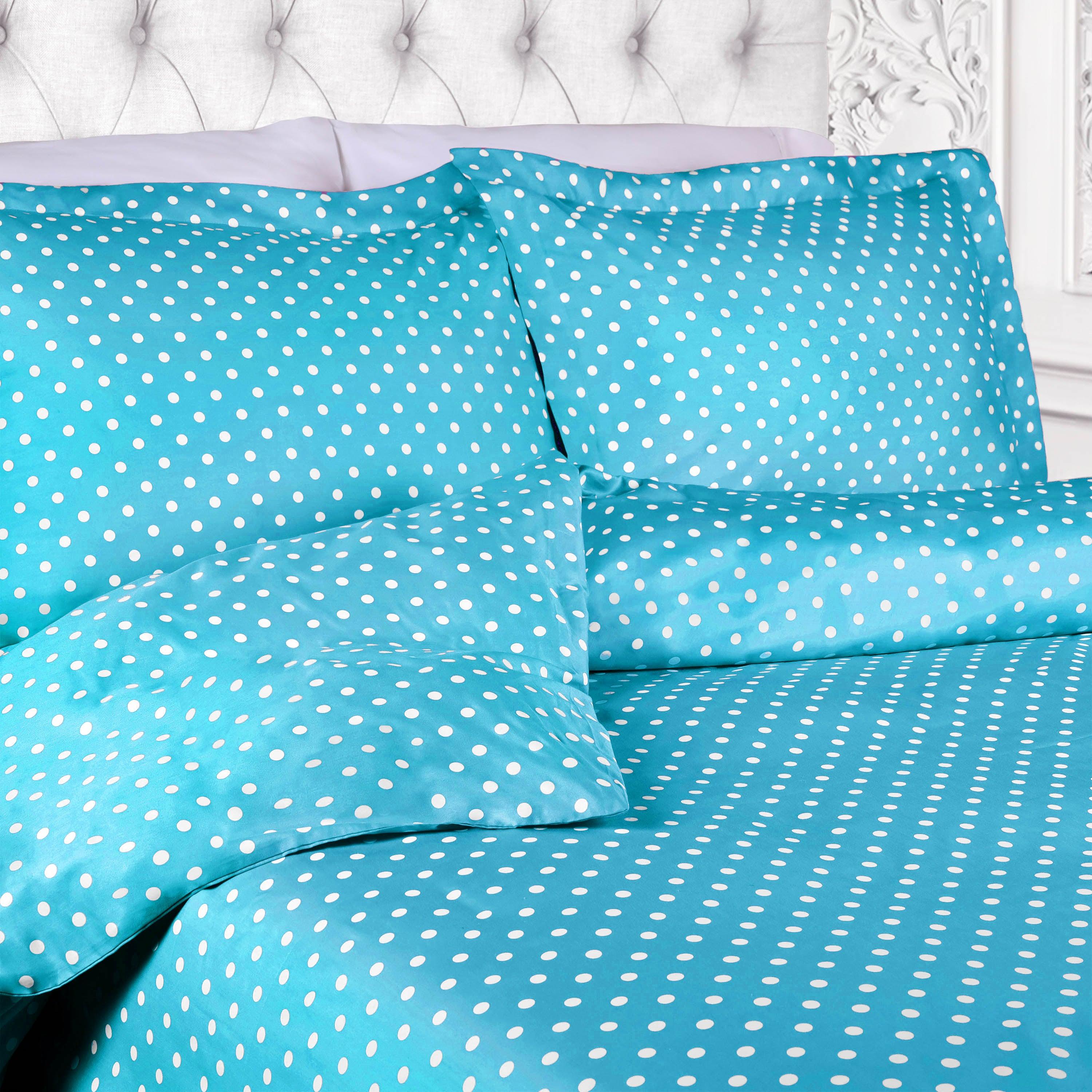 Premium 600 Thread Count Cotton Blend Polka Dot Duvet Cover Set - Soft & Breathable Bedding for Cozy Nights - Perfect for Master Bedroom, Guest Room & Dorm Decor