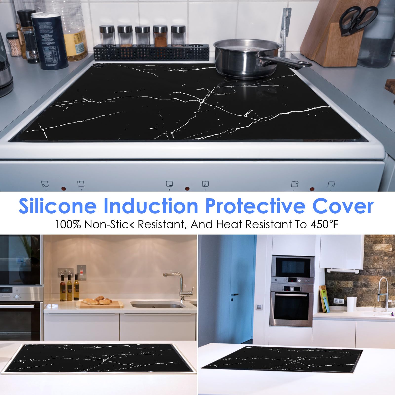 Non-Slip Silicone Induction Cooktop Protector Mat - Scratch-Resistant, Heat-Resistant for Induction Stoves - Multi-Functional Kitchen Accessory for Cooking & Countertop Protection (Perfect for Home, RV & Outdoor Use)