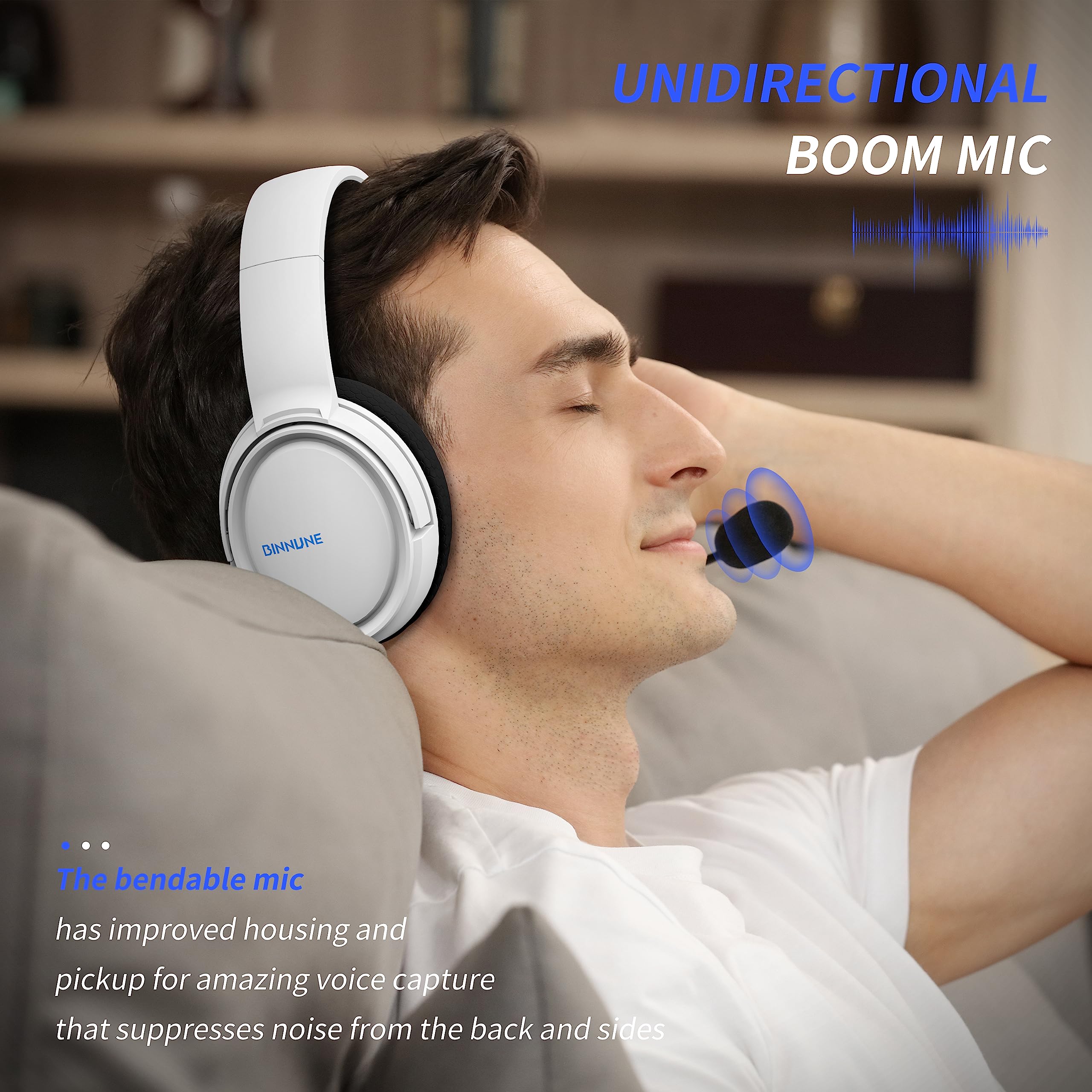 BINNUNE PS5 Gaming Headset with Noise Cancelling Mic - Compatible with PS4/PS5/PC/Xbox/Nintendo Switch - Wired Over-Ear Headphones for Immersive Gaming Experience (White) - Perfect for FPS, RPG and Online Multiplayer Games