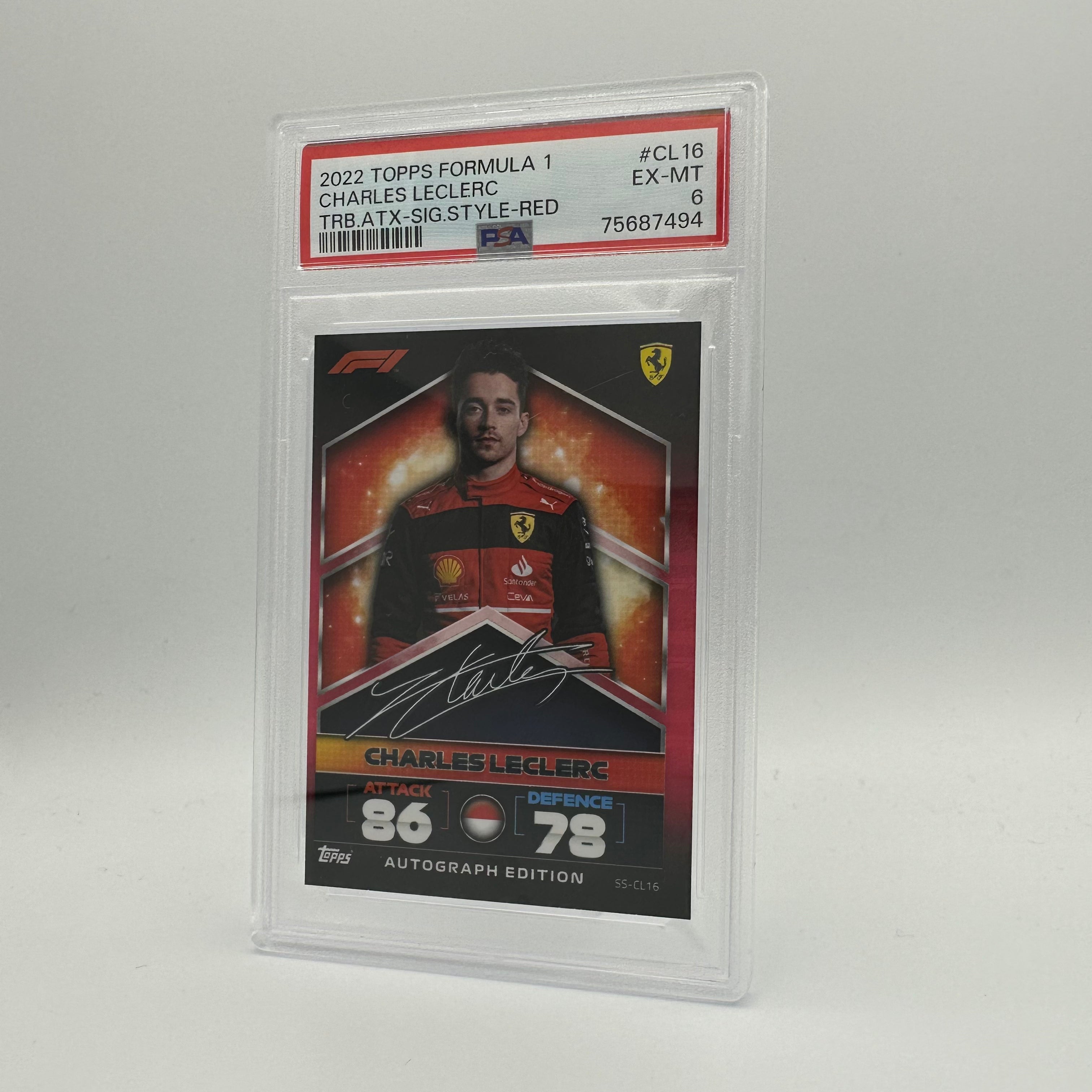PSA 6 Charles Leclerc #CL16 Signed Red F1 Racing Card - Collectible Autograph Memorabilia for Formula 1 Fans & Sports Collectors (Perfect for Display, Trading, and Investment)