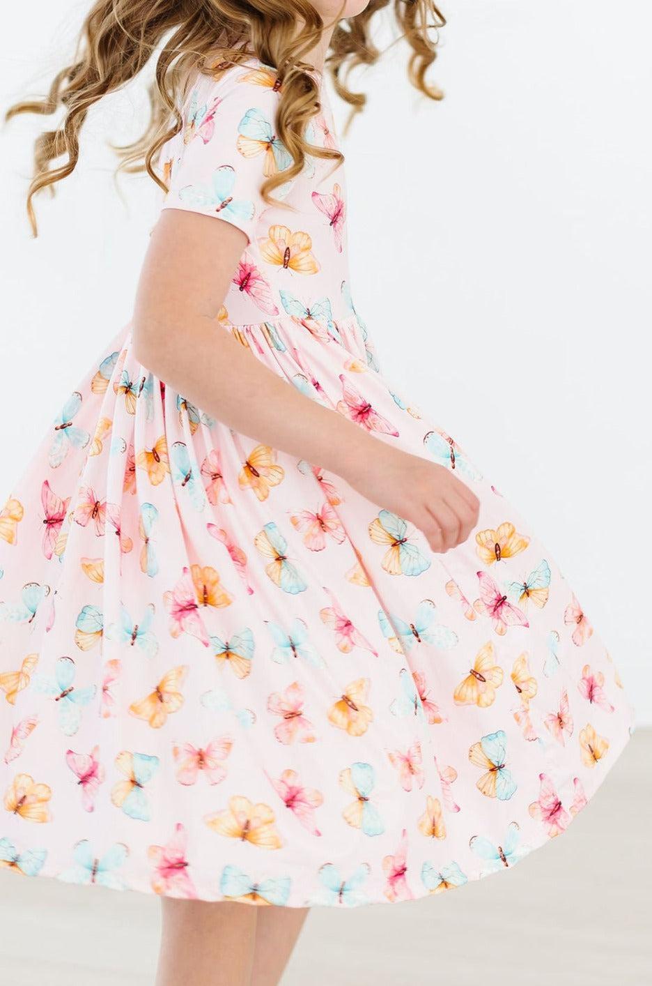 Butterfly Kisses Women's Short Sleeve Pocket Twirl Dress - Flowy Summer Dress for Casual Outings, Beach Vacations & Date Nights
