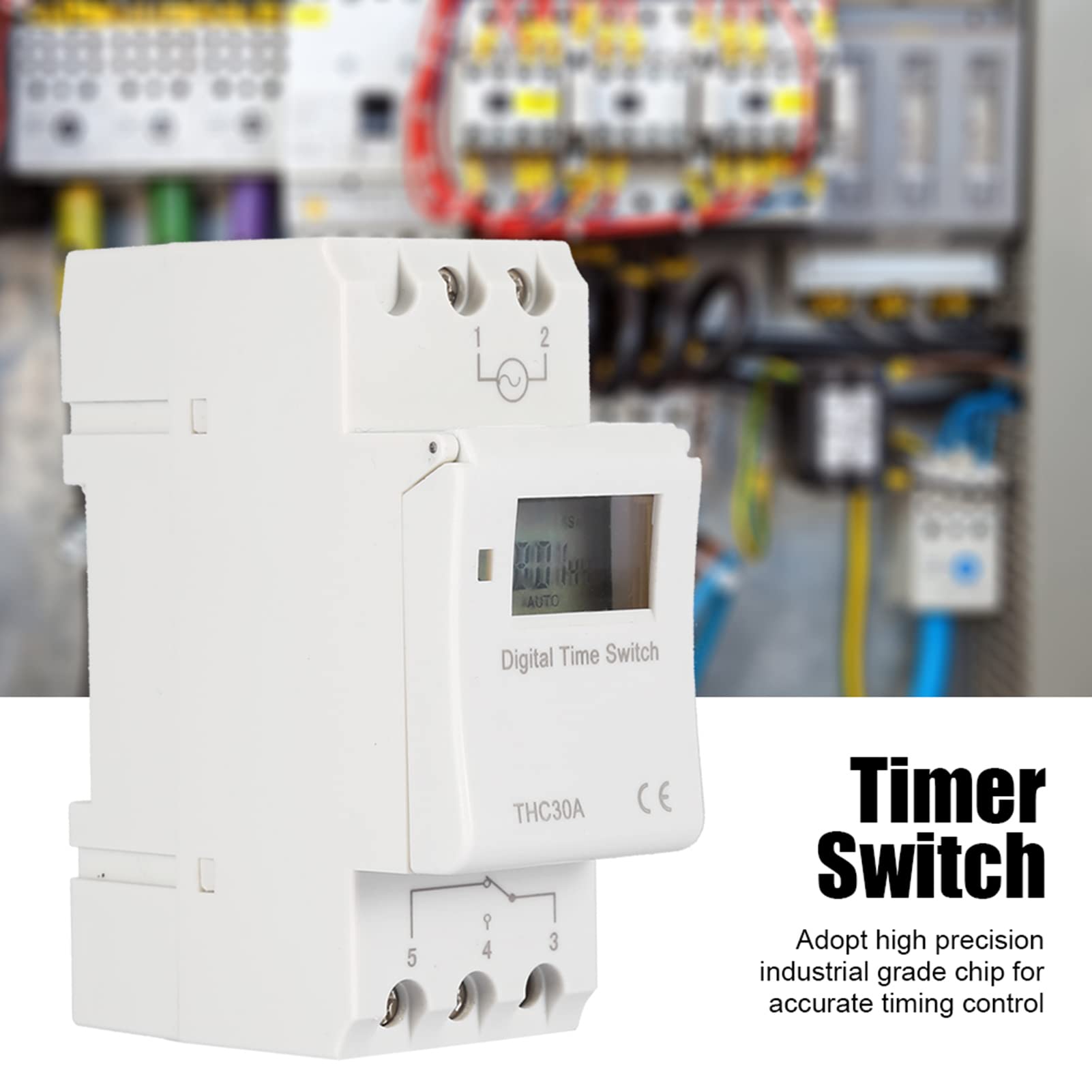 Programmable Digital Timer Switch with LCD Display - 30A DIN Rail Time Relay (12V) for Home Automation, HVAC, and Industrial Control Systems