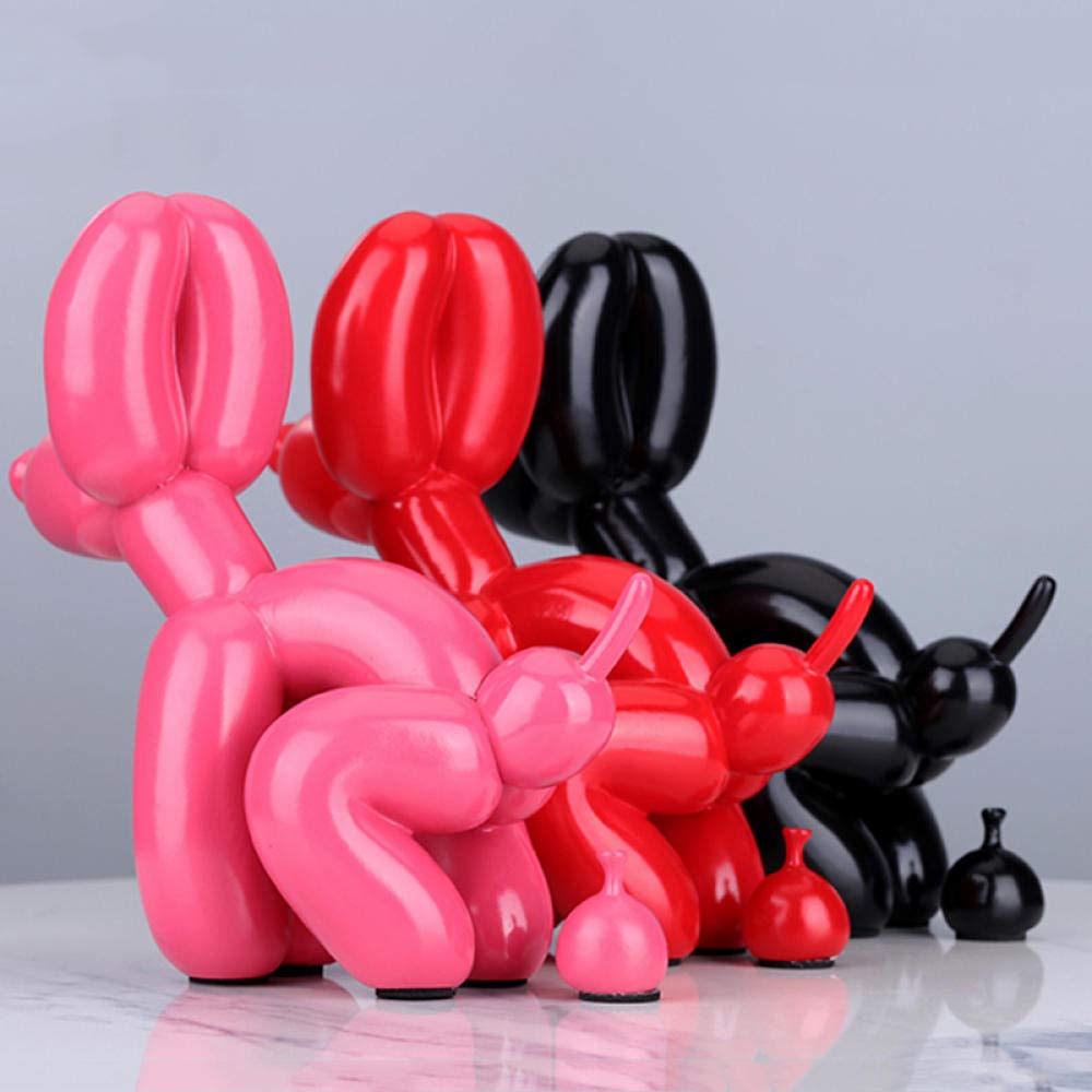 Golden Poop Balloon Dog Statue - 22cm Modern Nordic Resin Art Sculpture, Cute Animal Home Decoration for Desktop, Shelf & Office Decor | Unique Gift Idea for Dog Lovers & Art Collectors