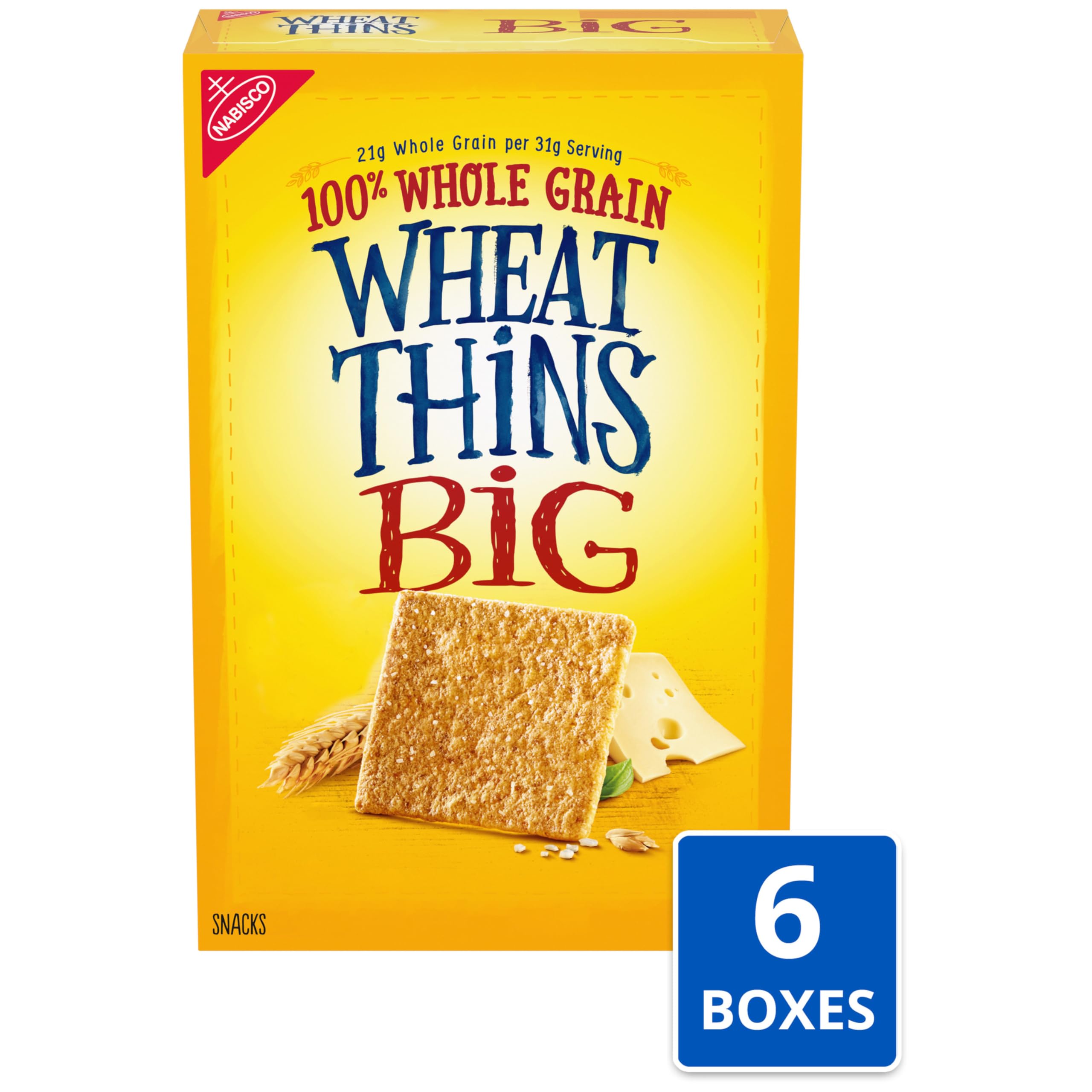 Wheat Thins BIG Snacks - Whole Grain Wheat Crackers (6-8 oz Boxes) | Bulk Healthy Snacks for Parties, School Lunches & On-The-Go