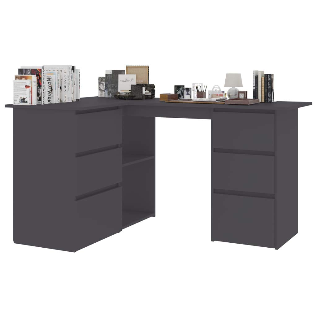 Compact L-Shaped Corner Desk with Storage Shelf - 57.1