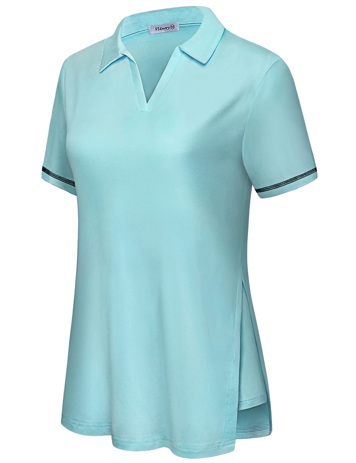 Vldnery Women's Short Sleeve V-Neck Golf Shirts - Loose Fit Breathable Polo T-Shirts for Golf, Tennis, Workout & Casual Wear