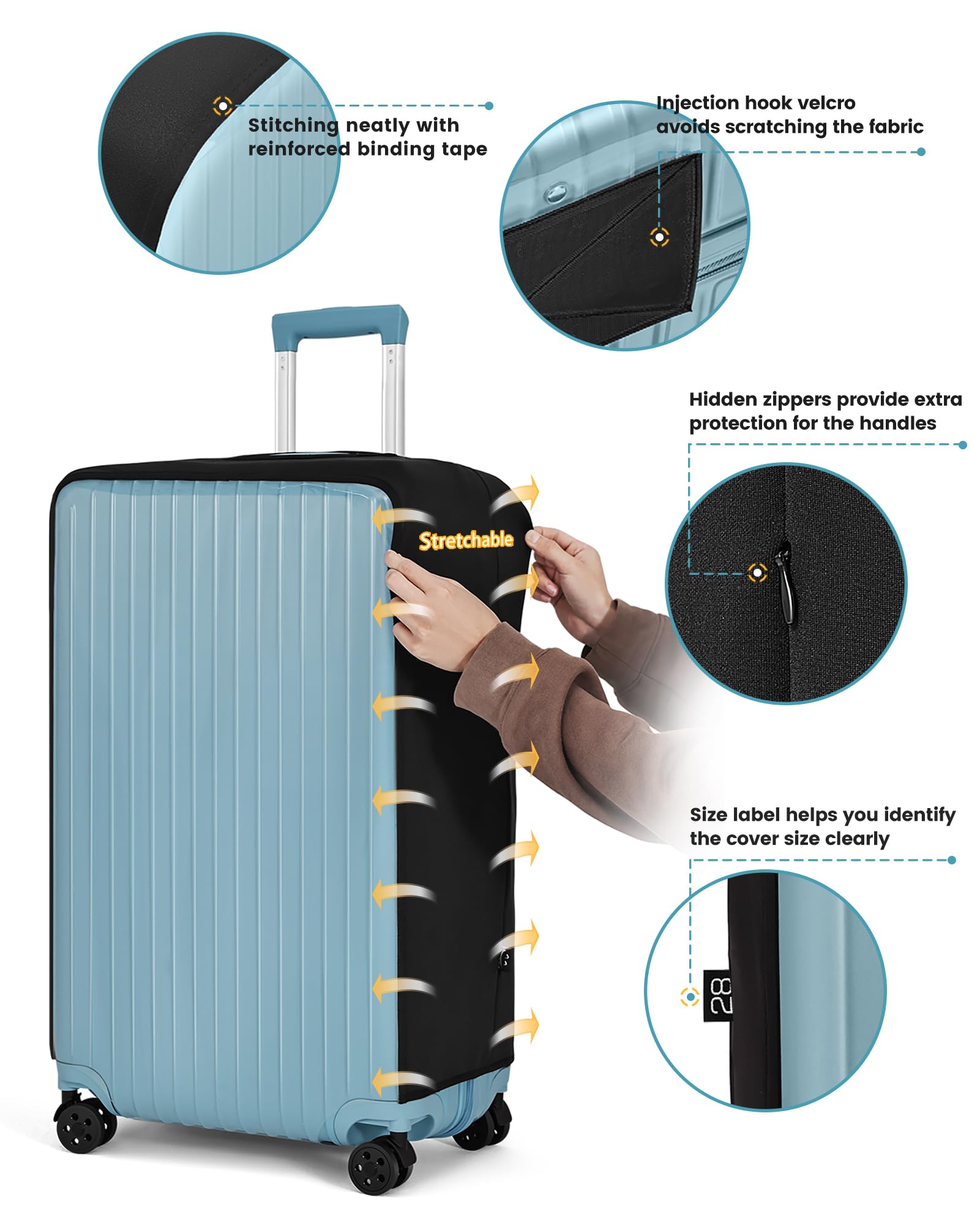 Travelkin Clear TPU Luggage Cover Protector - Transparent Suitcase Protector for 18-32 Inch Bags | Perfect for Air Travel, Vacation & Business Trips