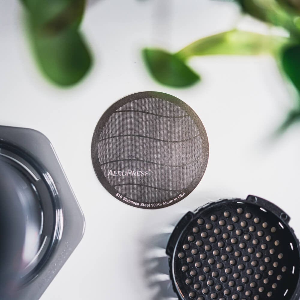AeroPress Stainless Steel Reusable Coffee Filter - Durable & Fine Mesh for Rich Espresso & Cold Brew at Home, Camping & Travel