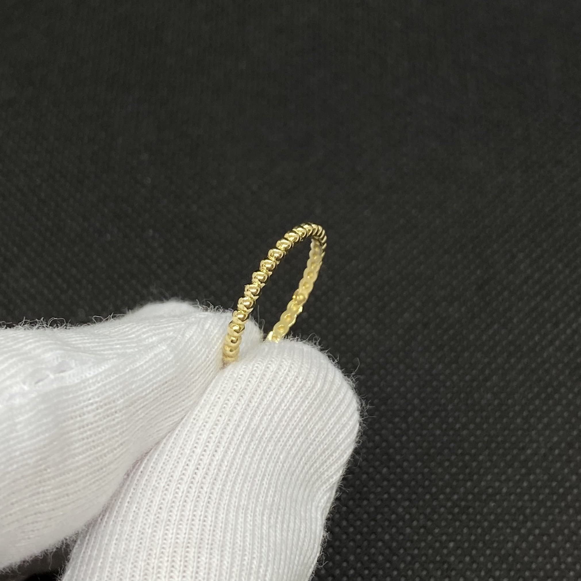 14K Real Solid Gold Beaded Dot Stacking Ring for Women - Elegant Dotted Stackable Rings Set | Perfect Birthday Gift, Anniversary Present for Her | Great for Layering, Everyday Wear & Special Occasions