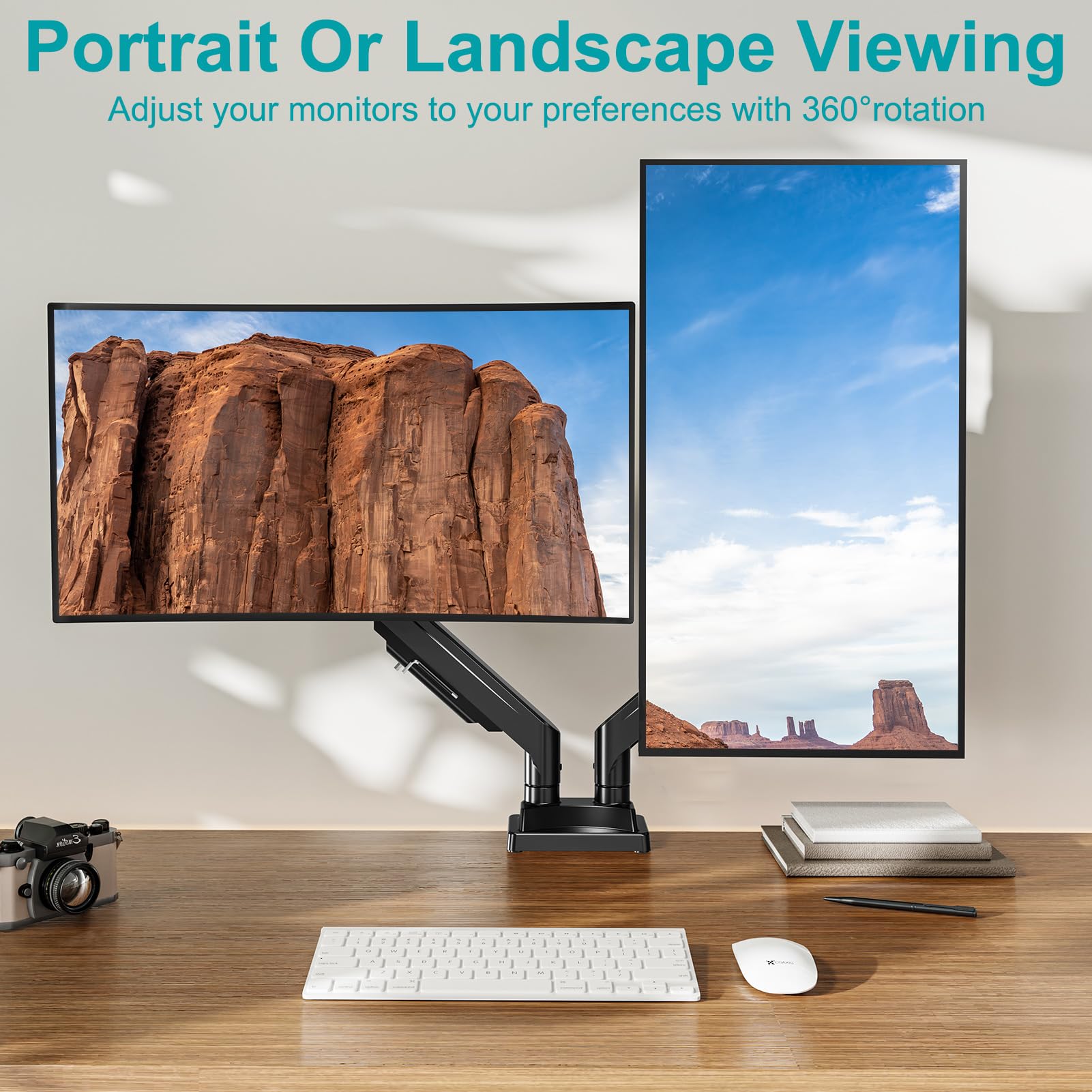 MOUNT PRO Dual Monitor Stand for 2 Screens up to 43 Inch - Heavy Duty Ultrawide Double Monitor Arm with 33lbs Capacity Each - Premium Adjustable VESA Desk Mount for Computer Monitors - Perfect for Home Office, Gaming Setup & Workstation Ergonomics
