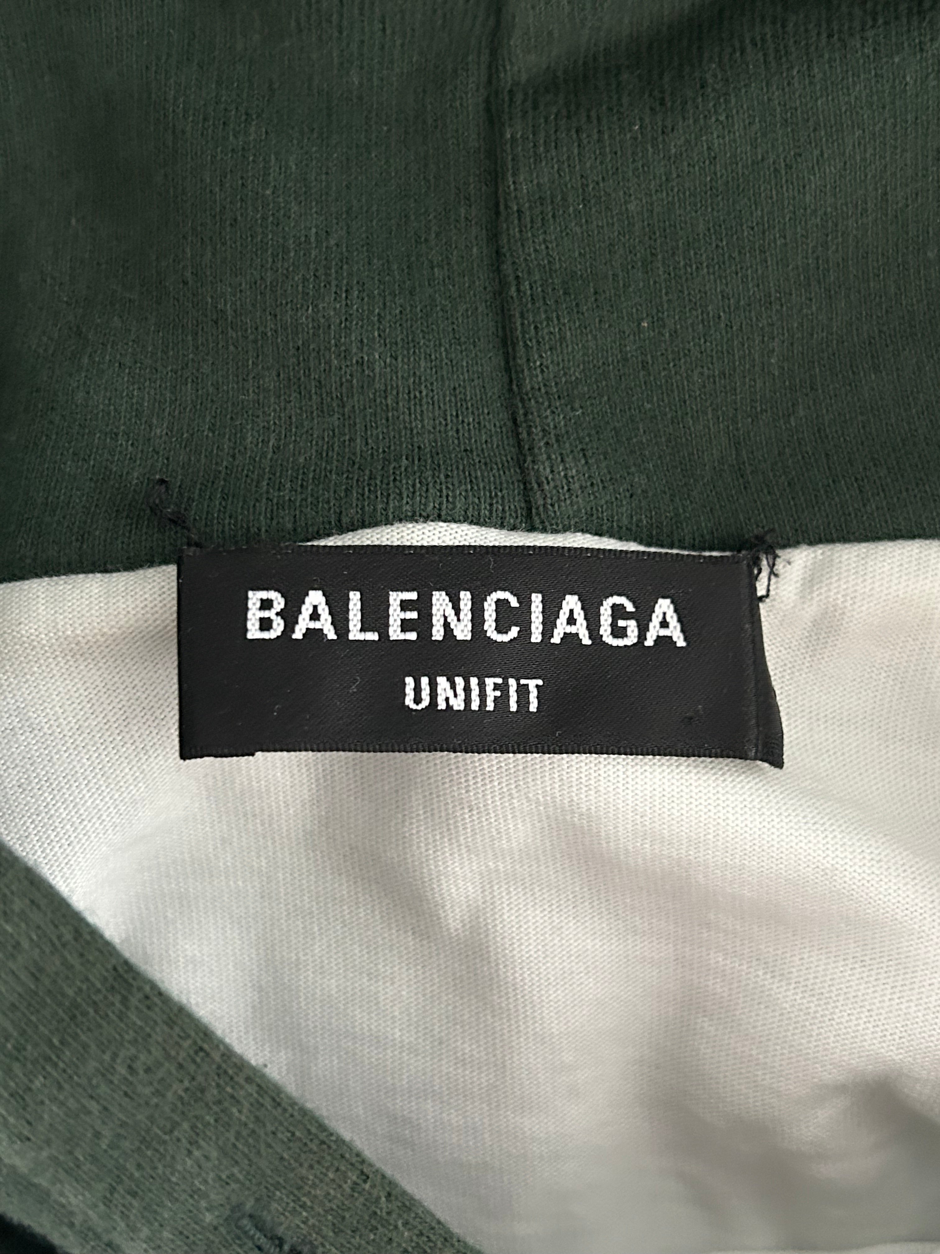 Balenciaga Green & White Logo Distressed Hoodie - Stylish Streetwear Pullover for Men & Women | Perfect for Casual Outfits, Urban Fashion & Everyday Wear