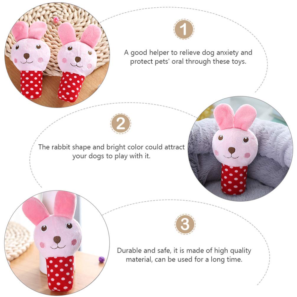 Balacoo 2-Pack Rabbit Shaped Pet Chew Toys - Soft Fluffy Stuffed Animal Interactive Dog & Cat Toys for Teething Puppies - PP Cotton Safe Biting Toys for Small Pets - Perfect for Playtime, Training & Anxiety Relief
